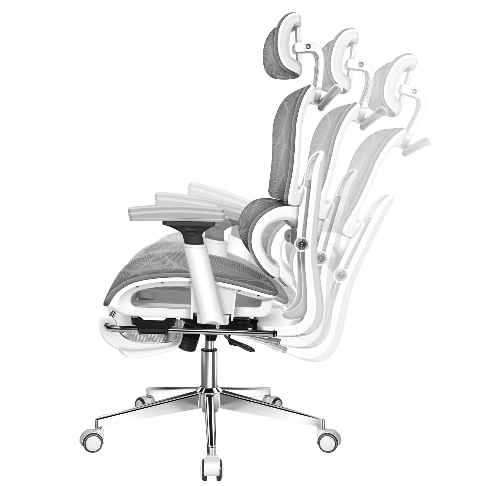 9 Alfordson Ergonomic Office Chair Mesh Executive Gaming Work Seat - White Grey, 9 of 10