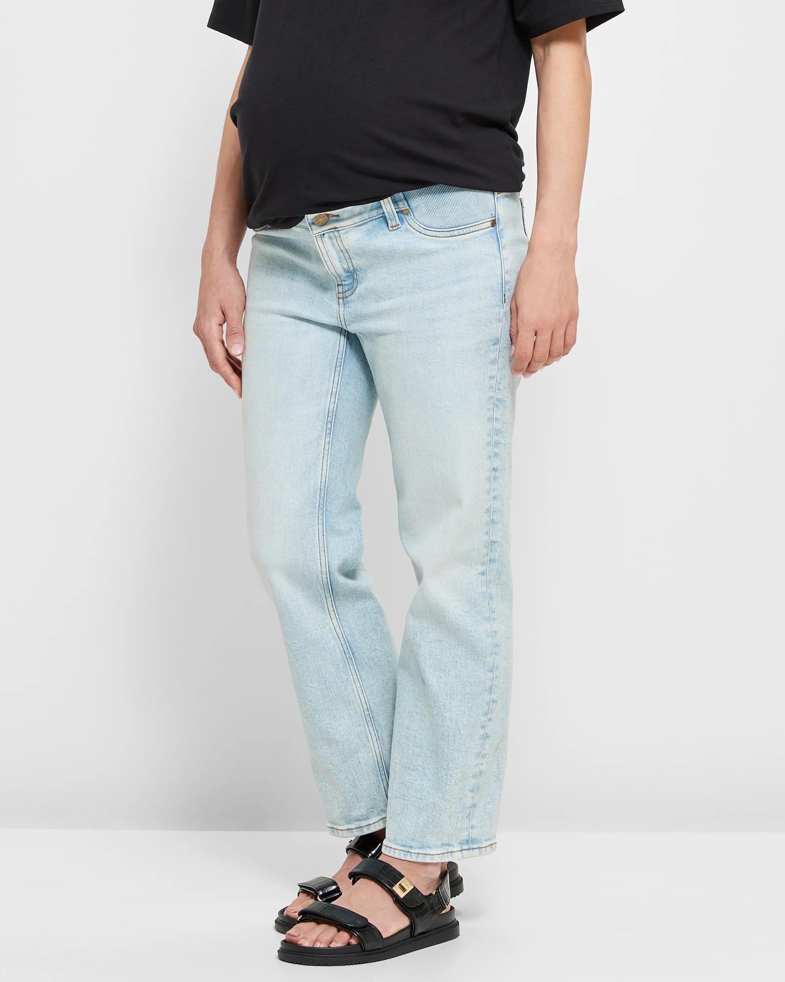 3 Target Maternity Straight Leg Crop Length Denim Jeans ISLAND BLUE, 3 of 5