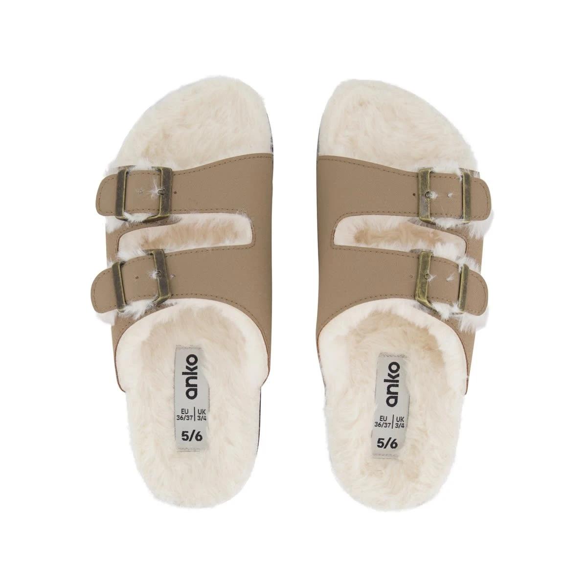 2 Lined Two Band Footbed Slides CHESTNUT TAN, 2 of 3