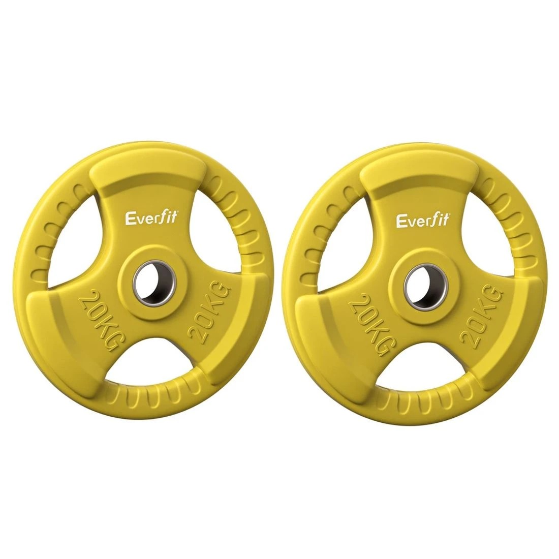 3 Everfit Weight Plates Olympic 20kgx2 Dumbbell Barbell Plate Weight Lifting Home Gym - Yellow, 3 of 6