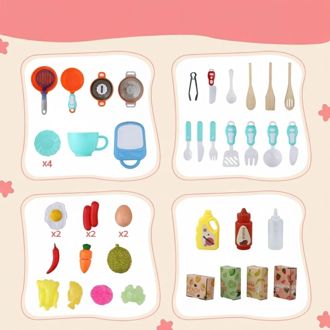 7 Keezi Kids Kitchen Pretend Play Set Cooking Sound Steam Light Function - Multi, 7 of 7