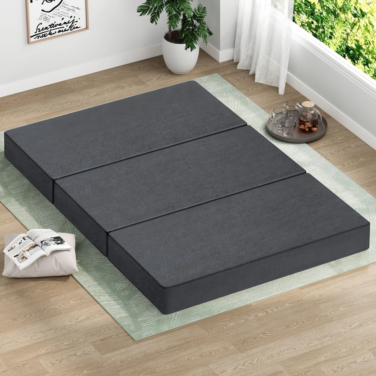 2 Starry Eucalypt Foldable Mattress Folding Foam Portable 130X190CM - Grey, 2 of 4