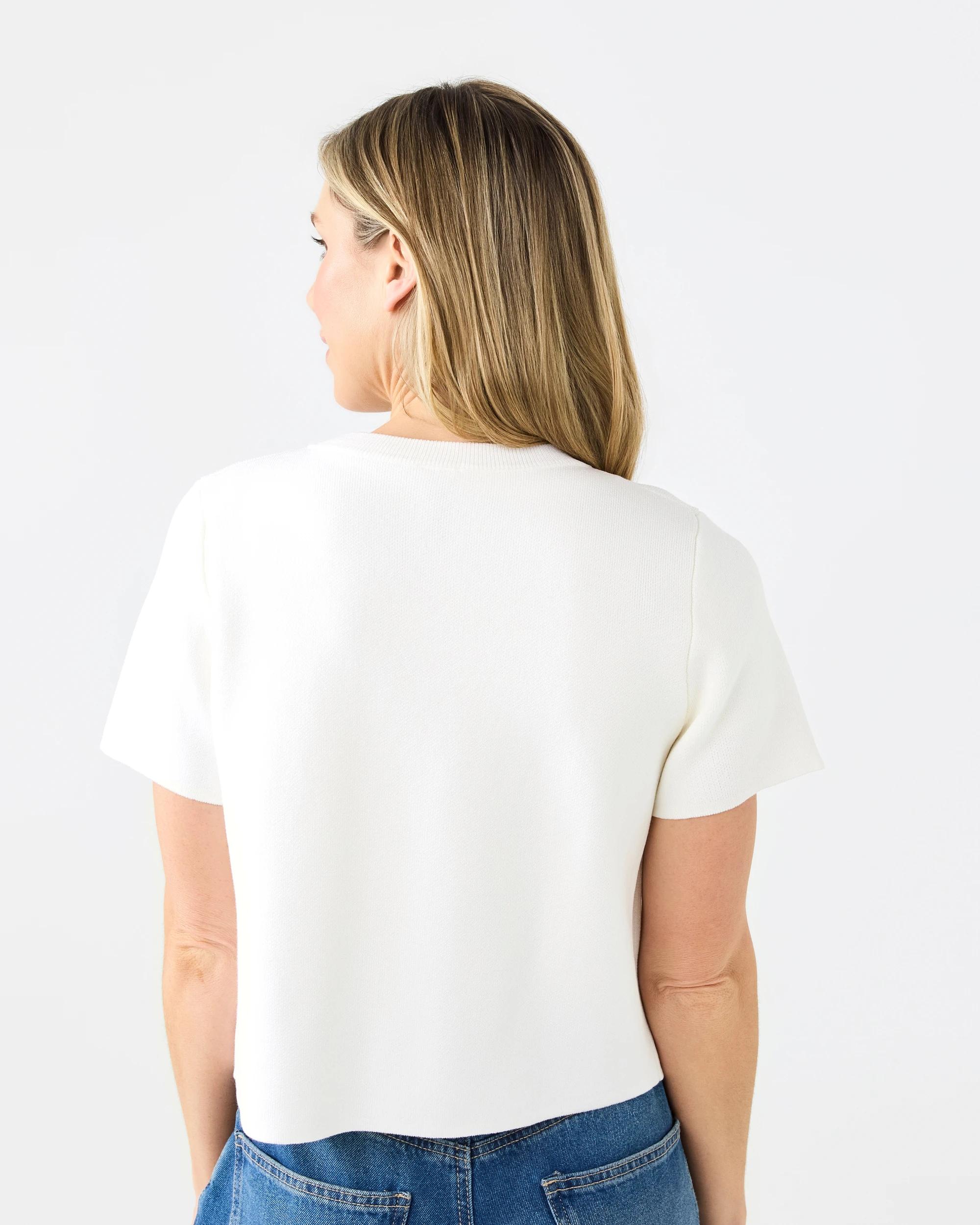 2 Short Sleeve Single Button Cardigan White, 2 of 6