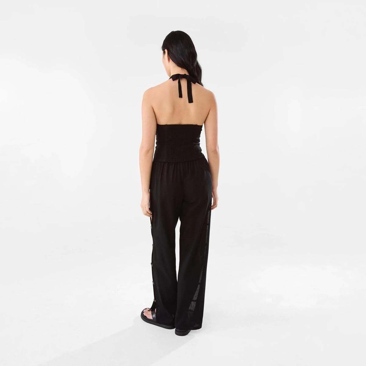 6 Linen Blend Beaded Pants Black, 6 of 8