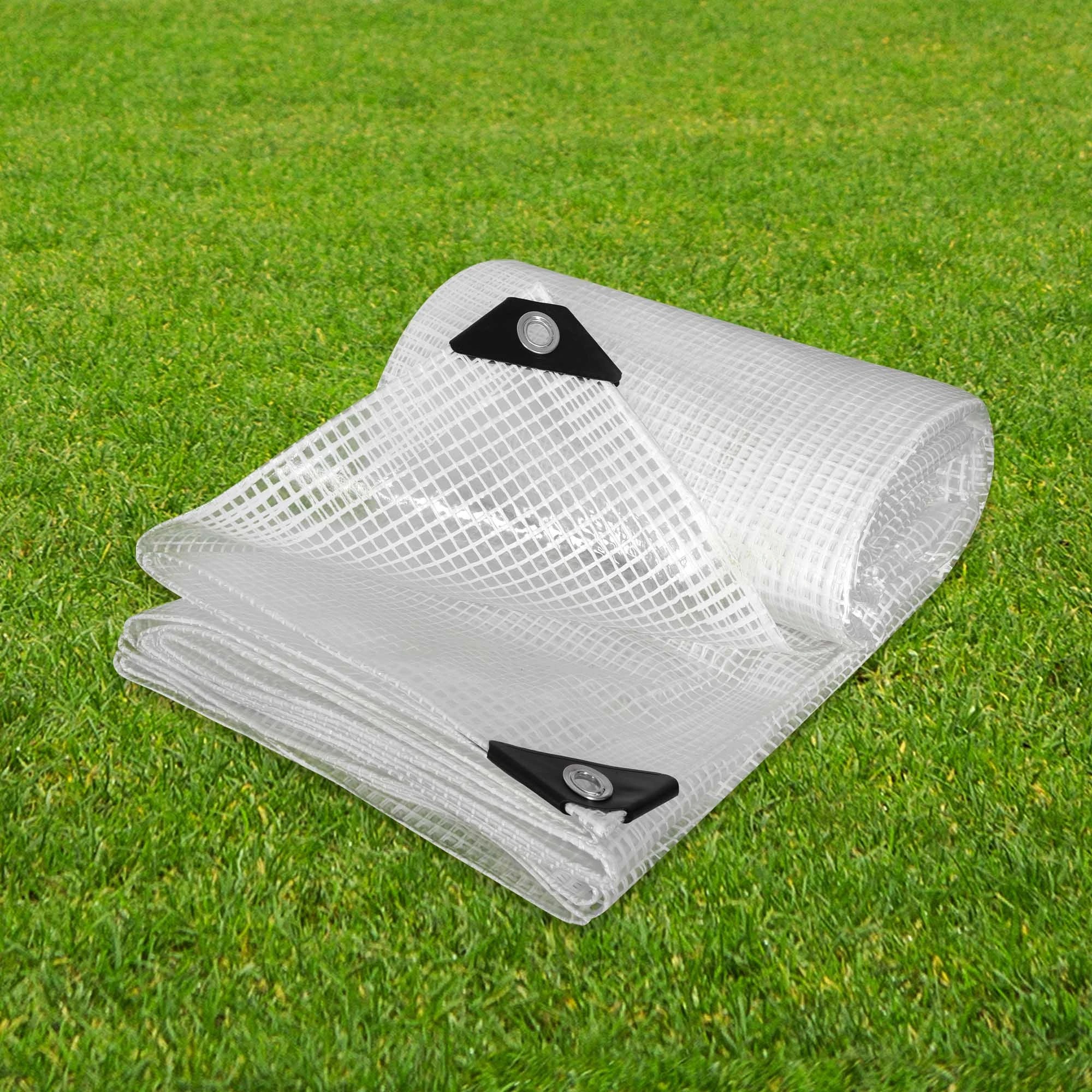 7 Mountview 3.65X7.3M Heavy Duty Waterproof Poly Tarpaulin Camping Cover Clear Grid, 7 of 8