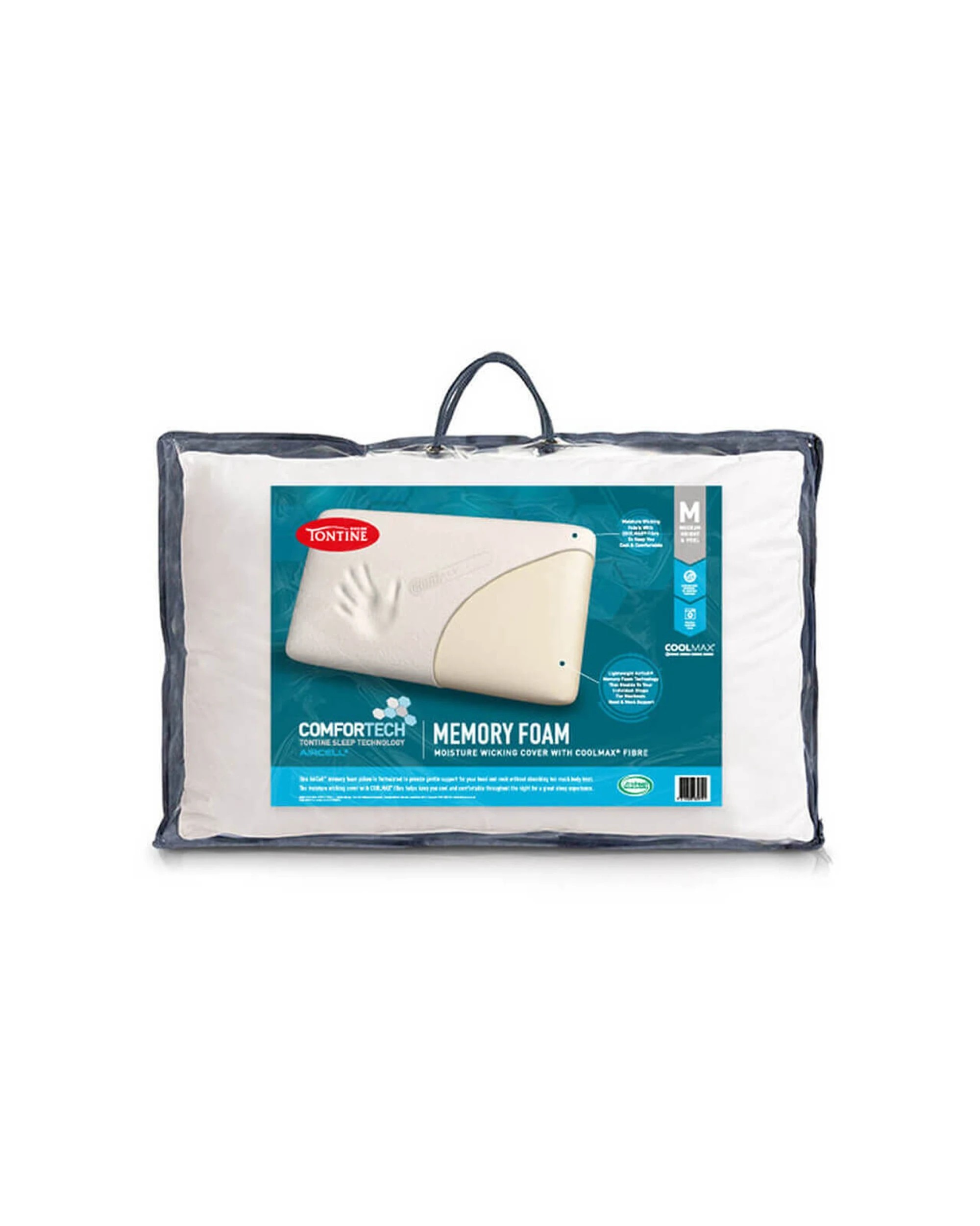 2 Tontine Comfortech Coolmax Memory Foam Sleeping Pillow 2PK - White, 2 of 5