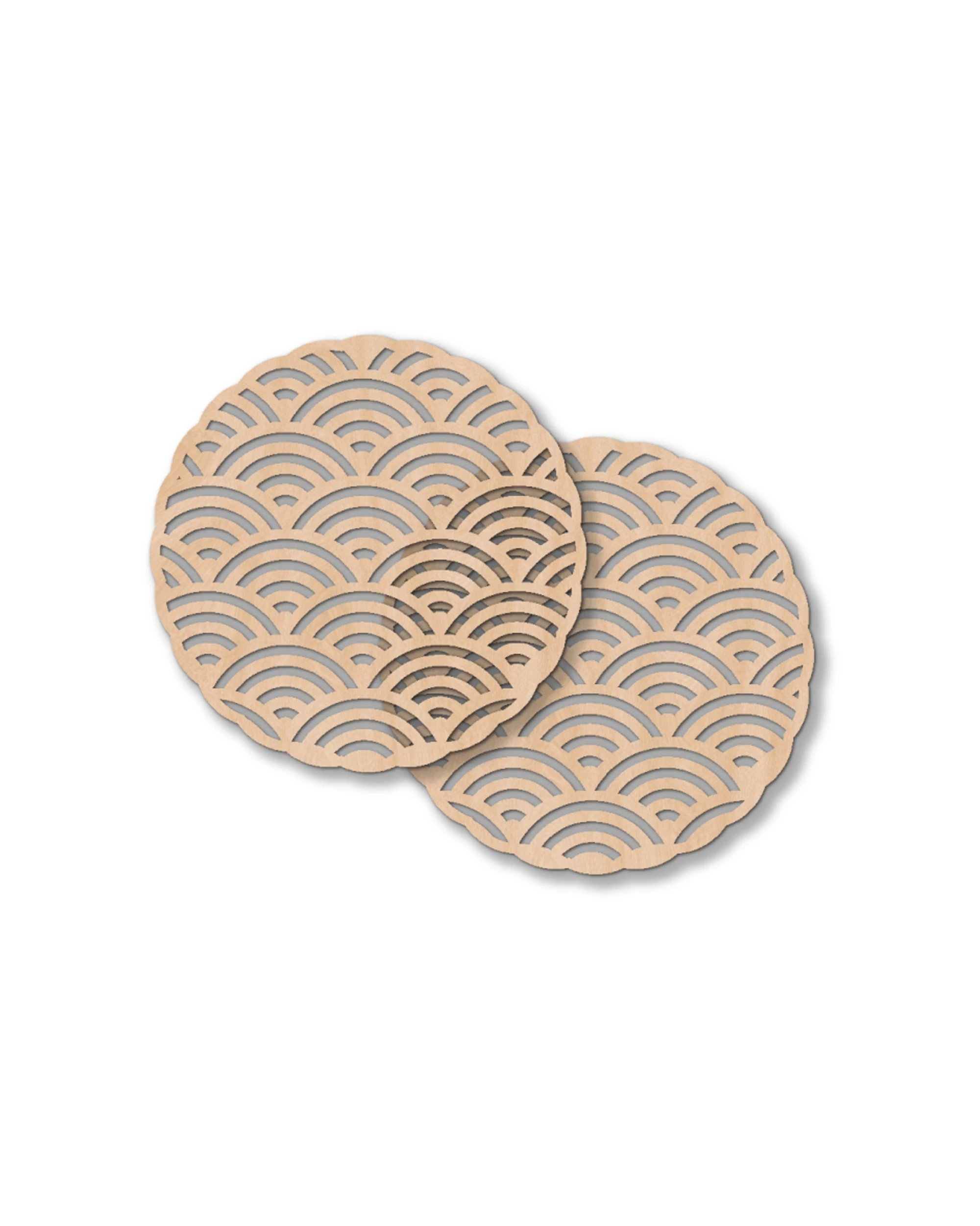 1 Nord Deco 2pc Wooden Coaster Kitchen Decor Arches Birch Plywood - Natural, 1 of 1