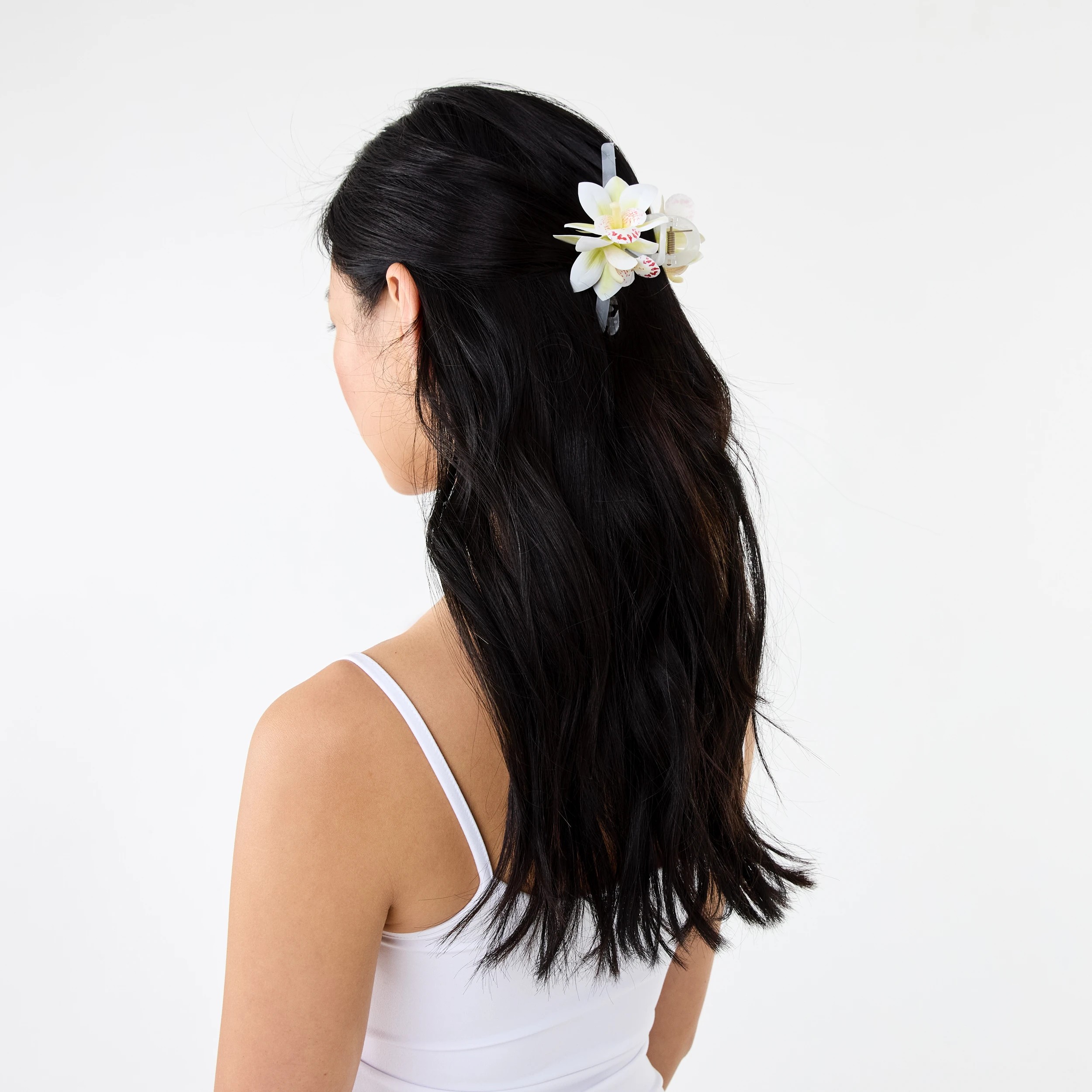 4 White Orchid Cluster Claw Hair Clip, 4 of 6