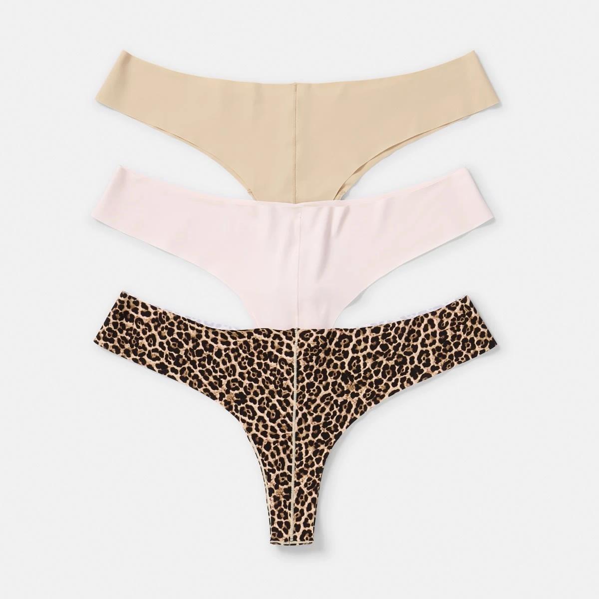 2 3 Pack No Show G-String Briefs LEOPARD, PINK CHALK, LIGHT FAWN, 2 of 8
