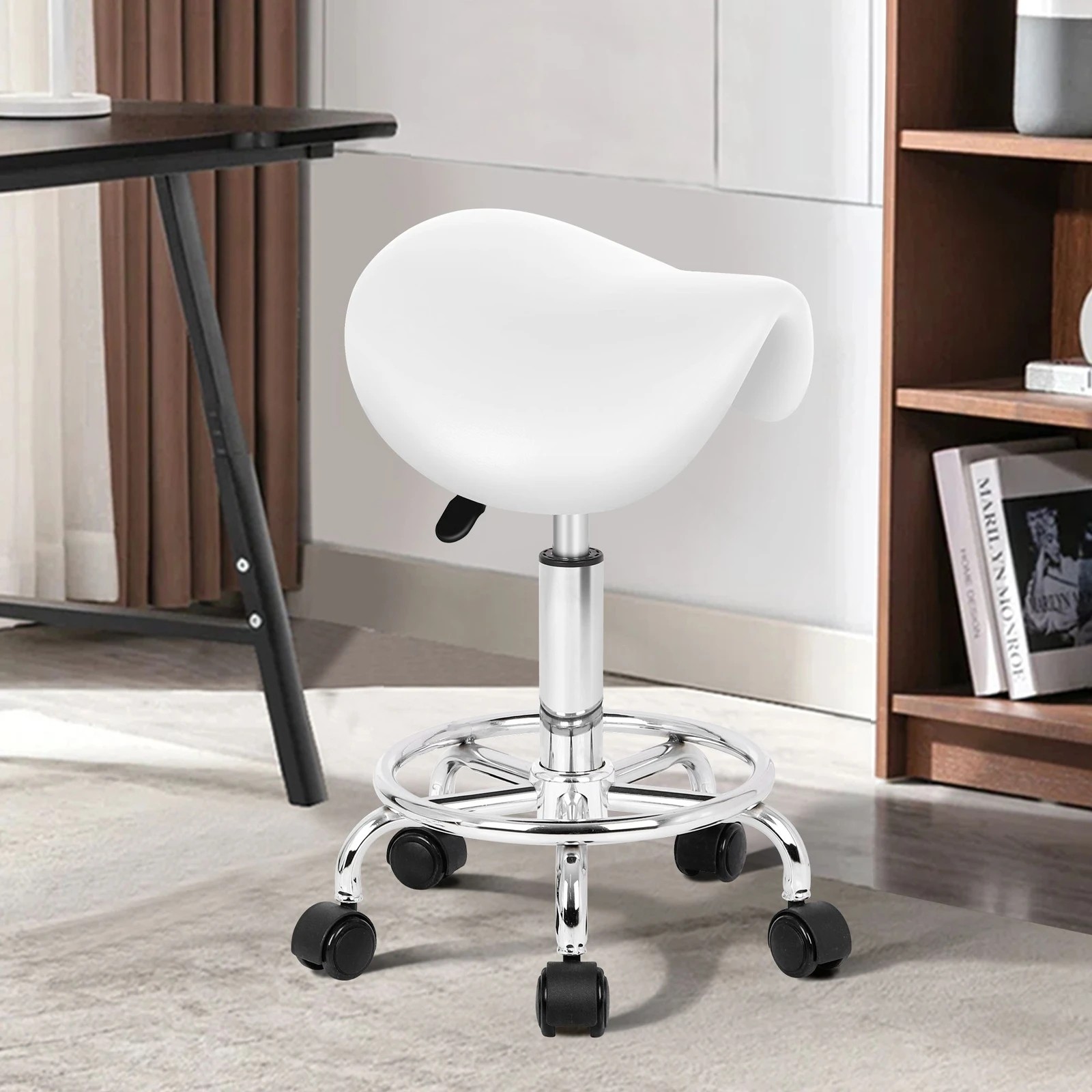 2 Alfordson Salon Stool Saddle Swivel Barber Hair Dress Chair Sierra - White, 2 of 8