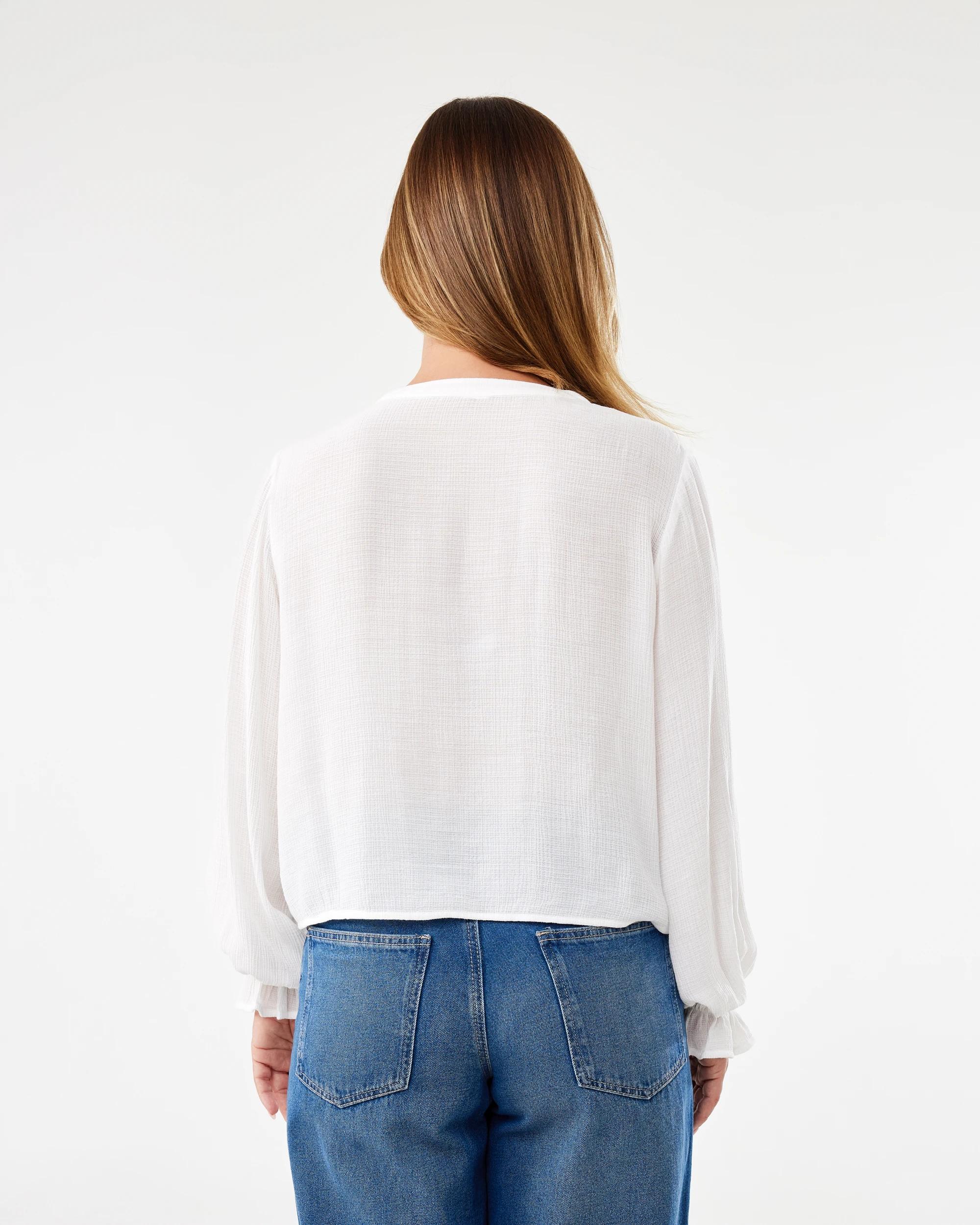 3 Long Sleeve Boho Detail Top White, 3 of 7