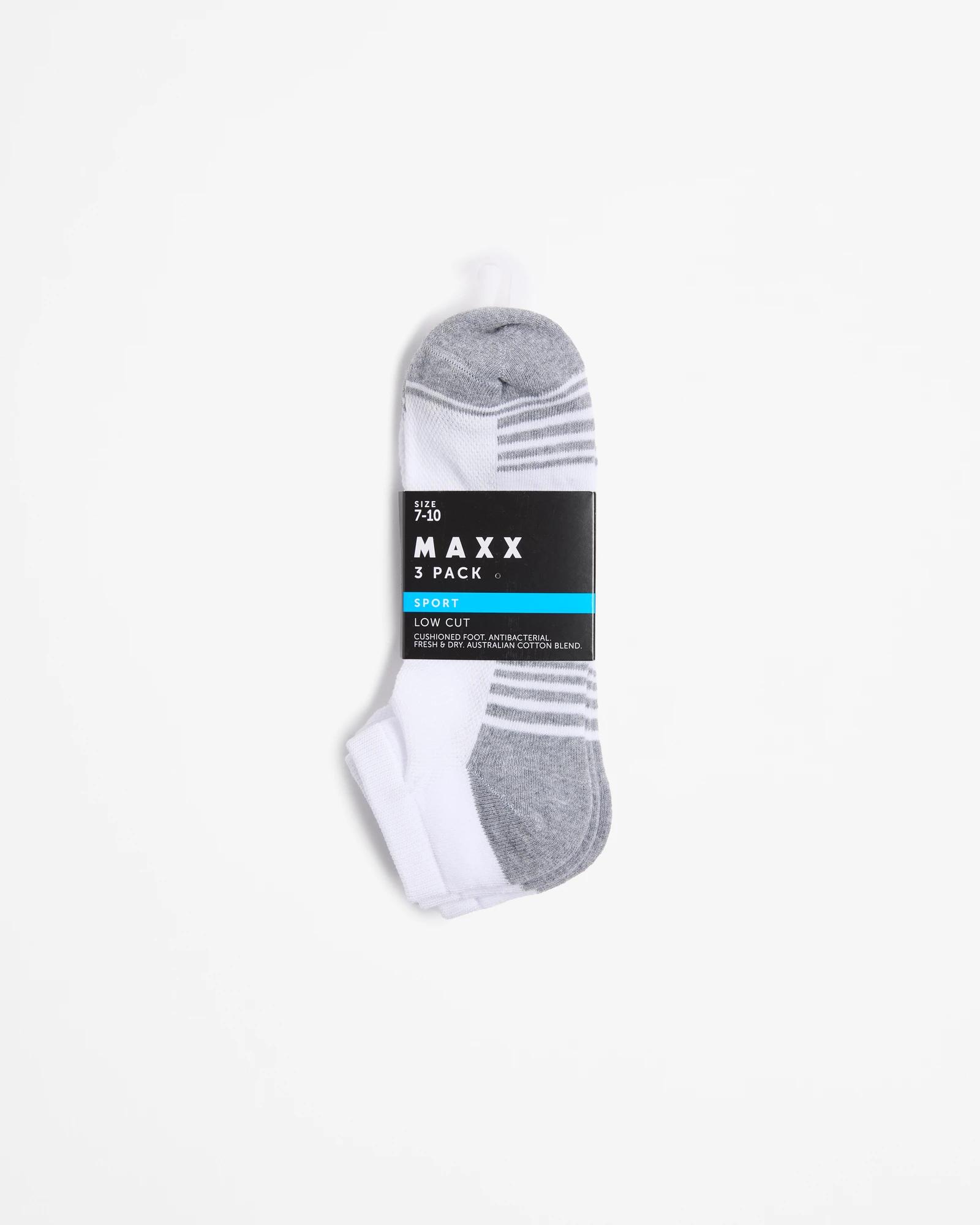 3 Australian Cotton Blend 3 Pack Sports Low Cut Socks - Maxx WHITE, 3 of 3