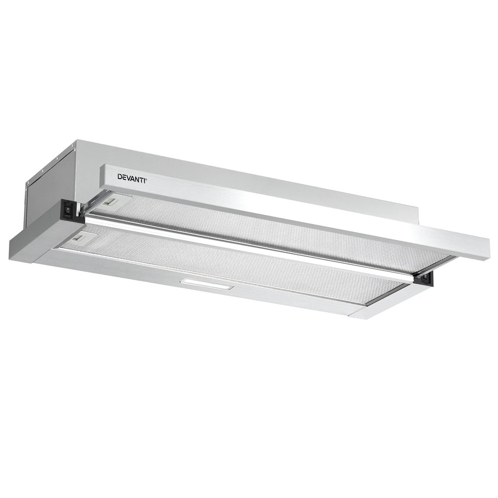 1 Devanti 900mm Range Hood 90cm Slide out Rangehood Stainless Steel - Silver, 1 of 6