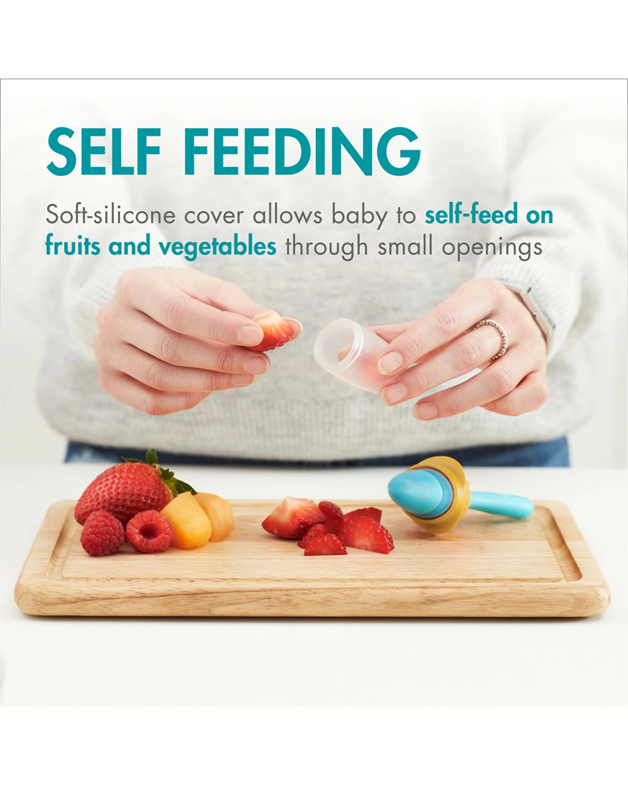 5 Boon 2pc Pulp Silicone Freezer Tray With 2 Feeders - Blue, 5 of 5