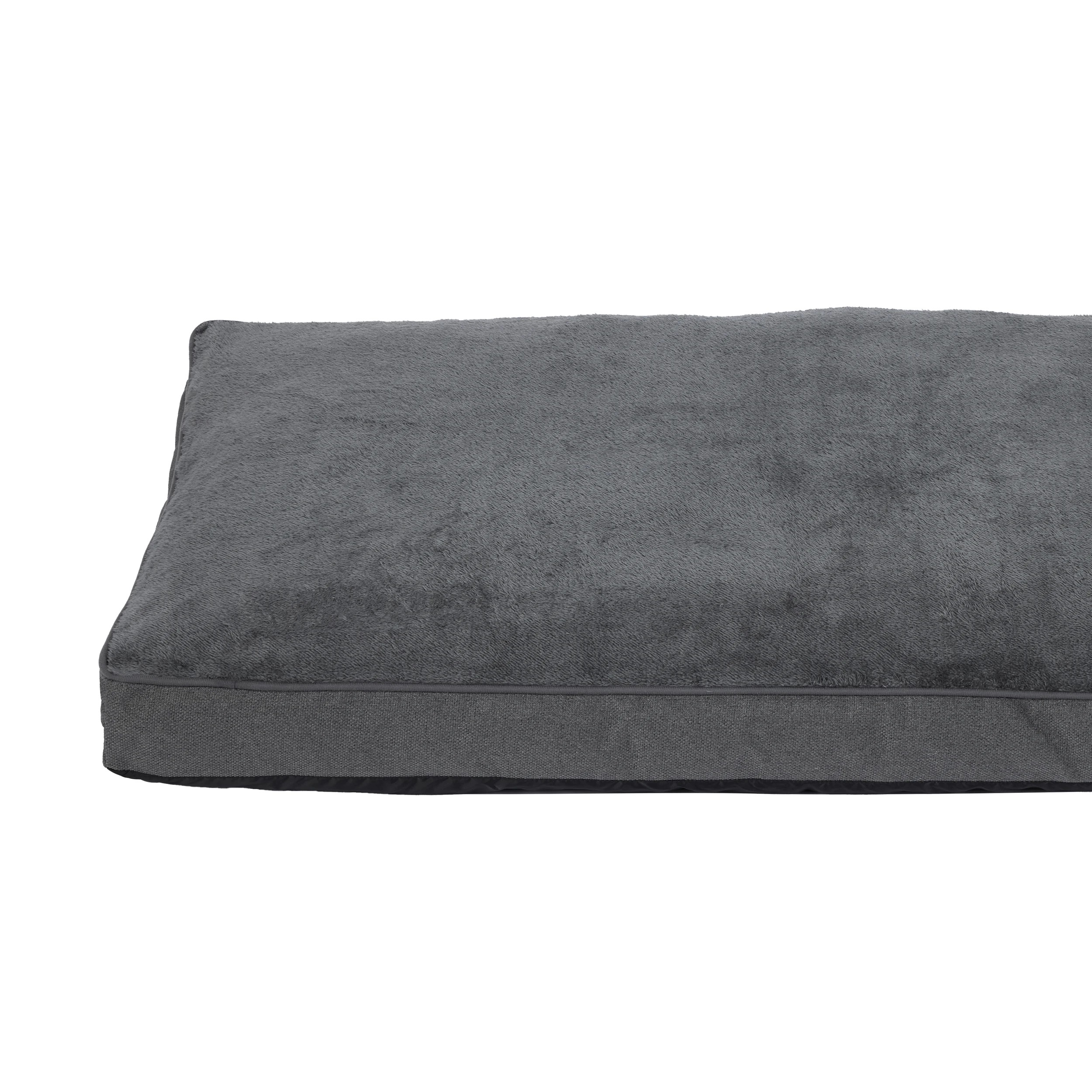2 Pet Bed Rectangle Plush Top - Extra Large, Grey, 2 of 7