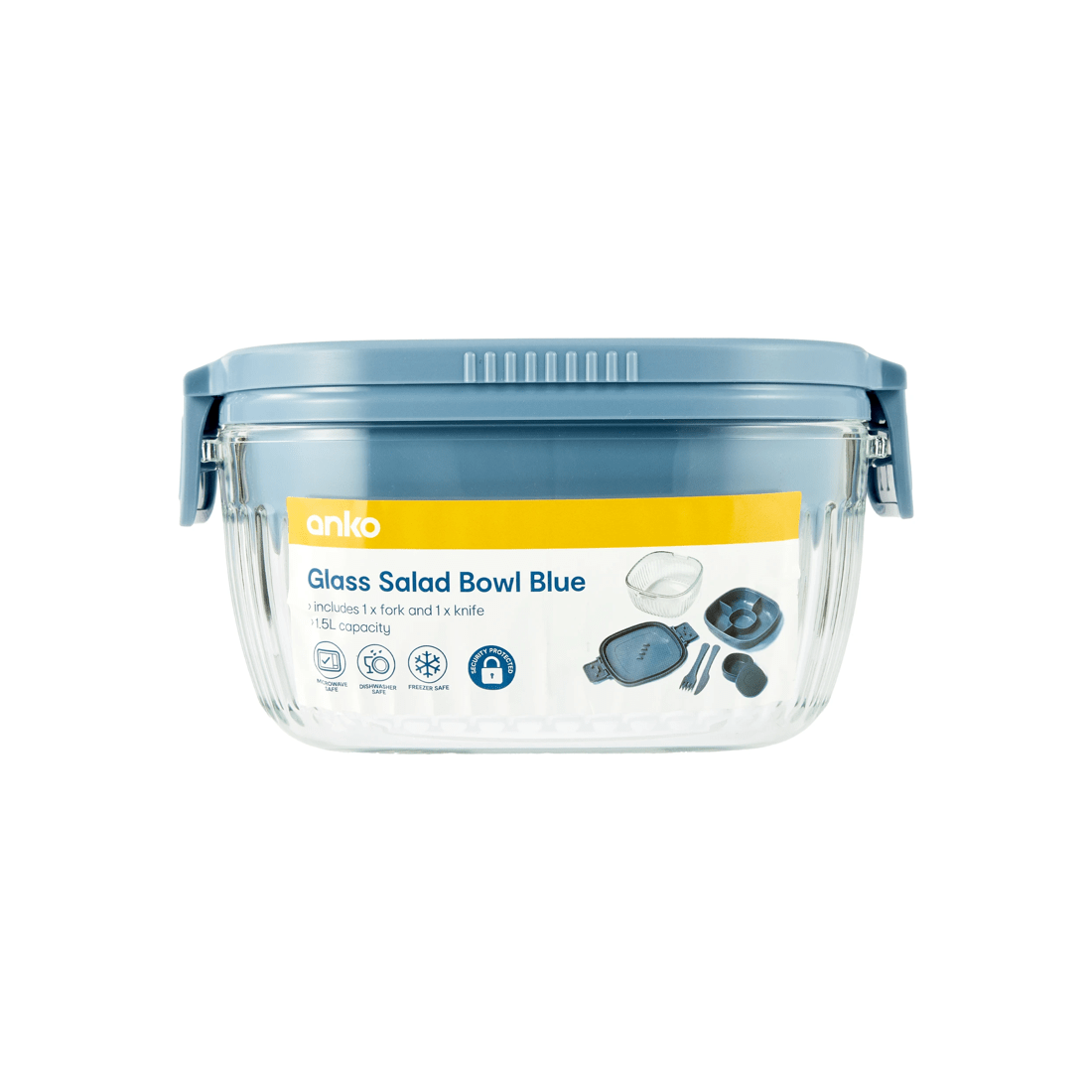 10 Glass Salad Bowl - Blue, 10 of 10