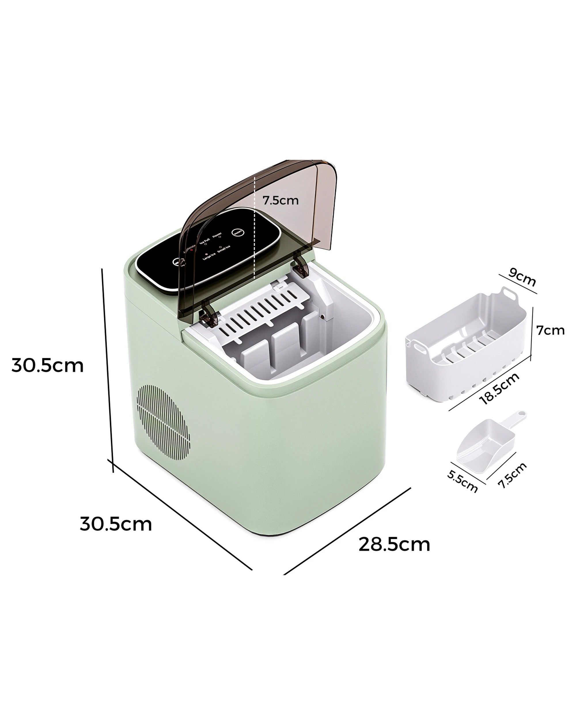 2 Yopower Ice Maker Machine, 12KG/24H Countertop Bullet Ice Maker, 1.2L - Green, 2 of 4