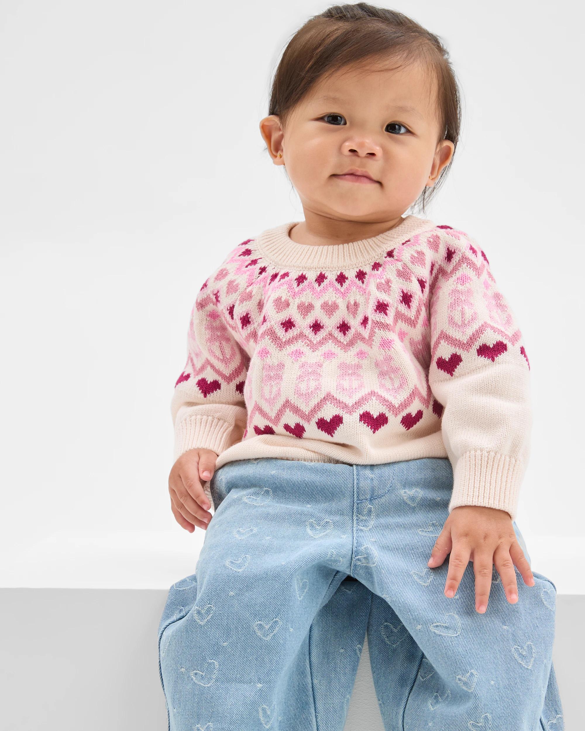 3 Target Baby Organic Cotton Intarsia Knit Jumper HEART PASTEL, 3 of 5