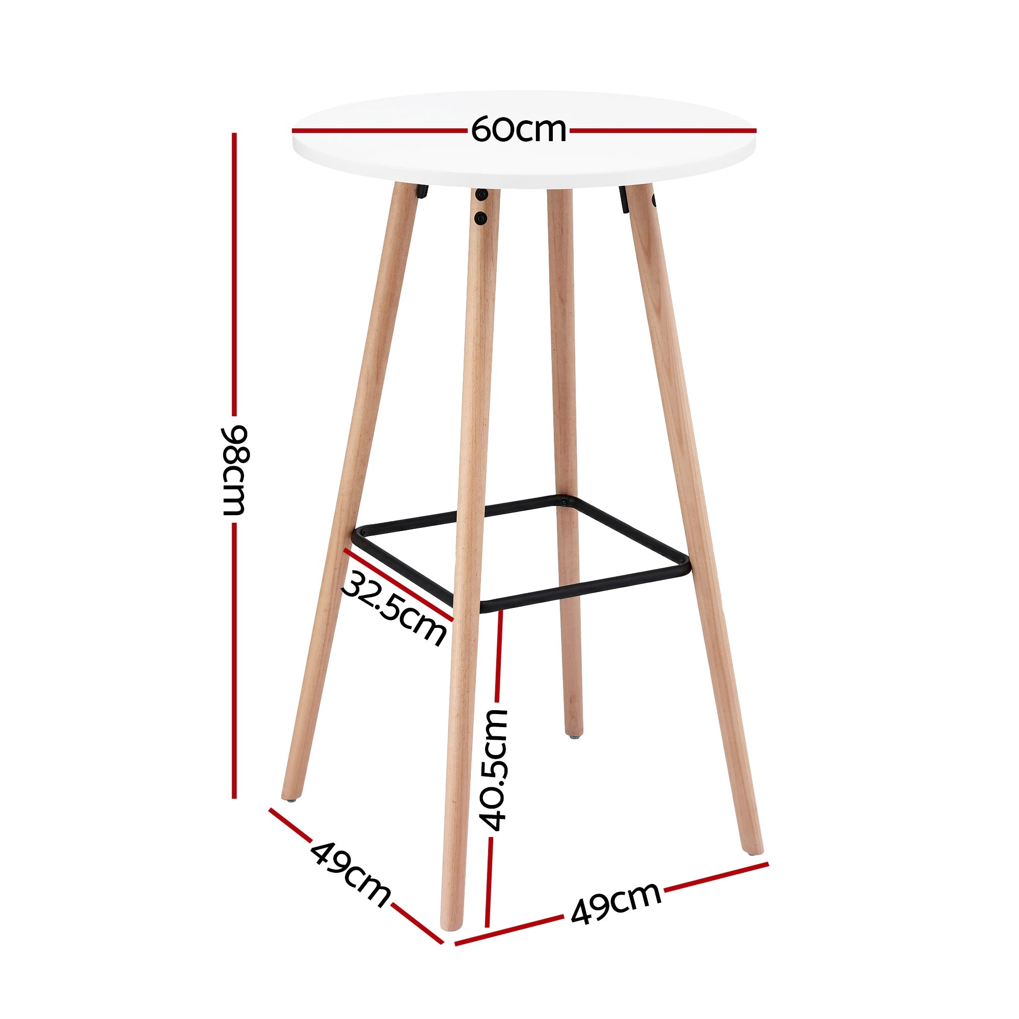 2 Artiss Bar Table Round Counter Kitchen Dining Desk Pub 98cm Height Wood - White, 2 of 3