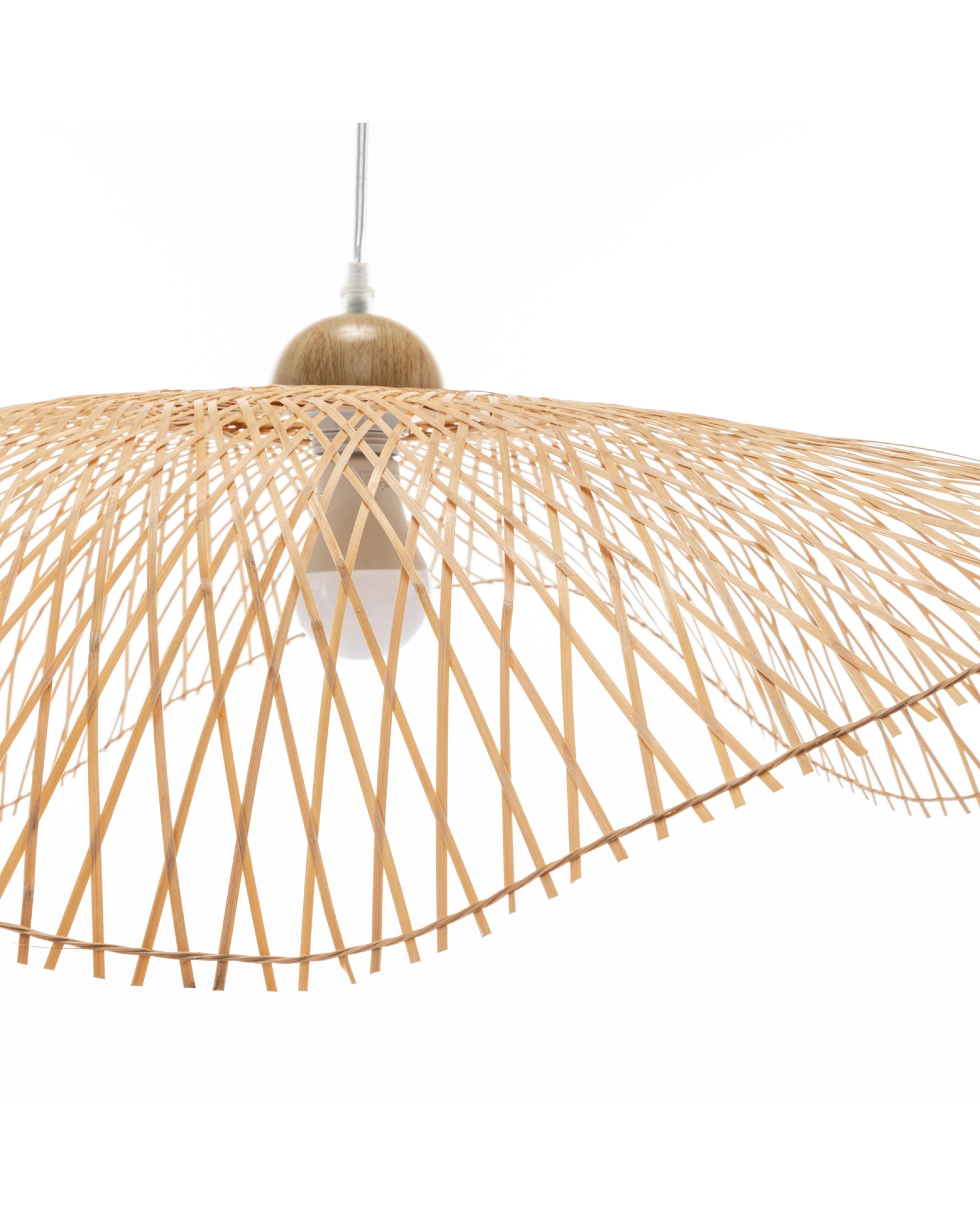 3 BR Home Serene Natural Hand-Woven Bamboo Wave Pendant Lamp Light Large, 3 of 6