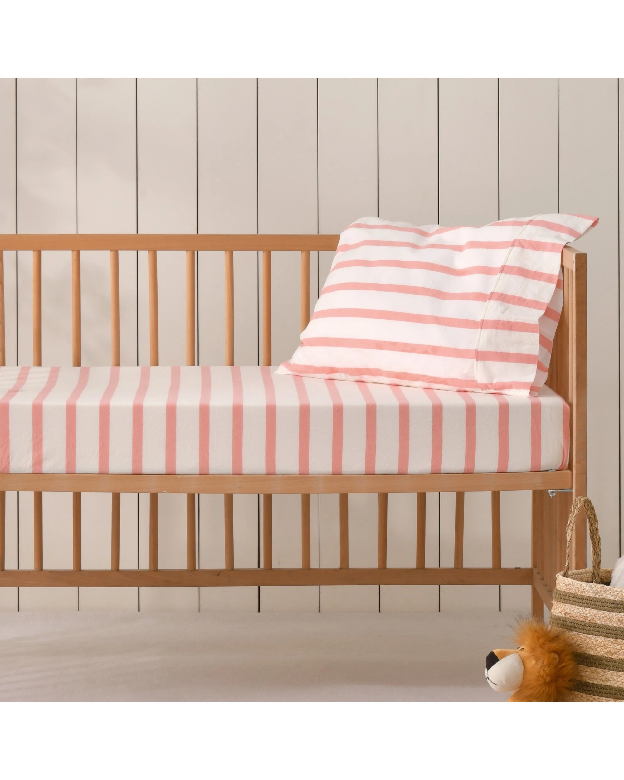 1 Dreamaker Baby Bask Washed Cotton Yarn Dyed Stripe Combo Set - COT Size - Coral, 1 of 7