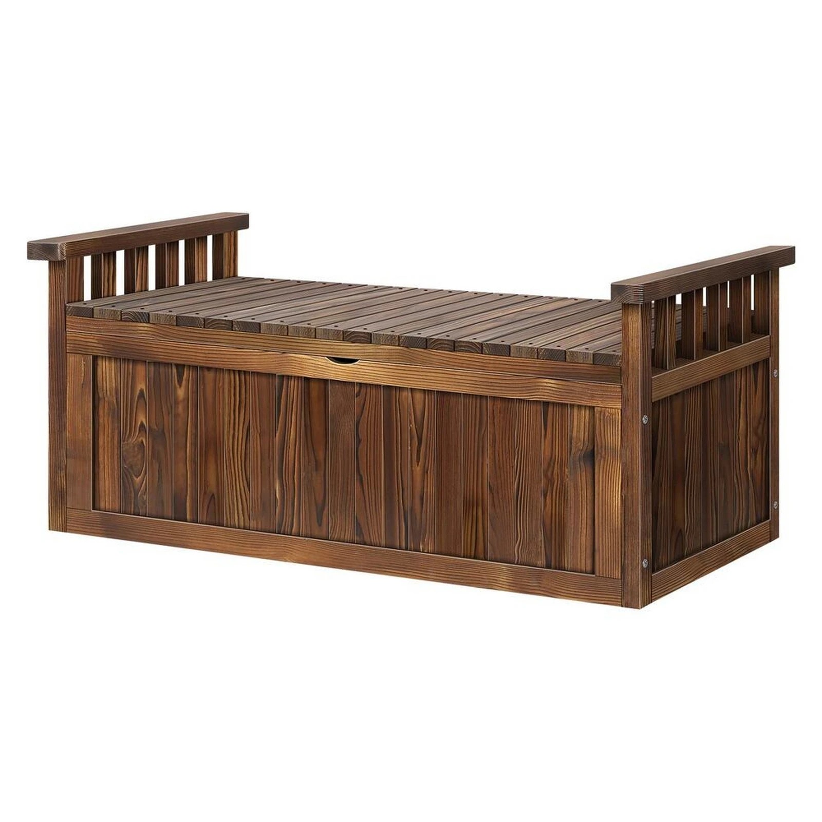 1 Alfordson Outdoor Storage Box Wooden Garden Bench Chest Tool Sheds XL - Charcoal, 1 of 9