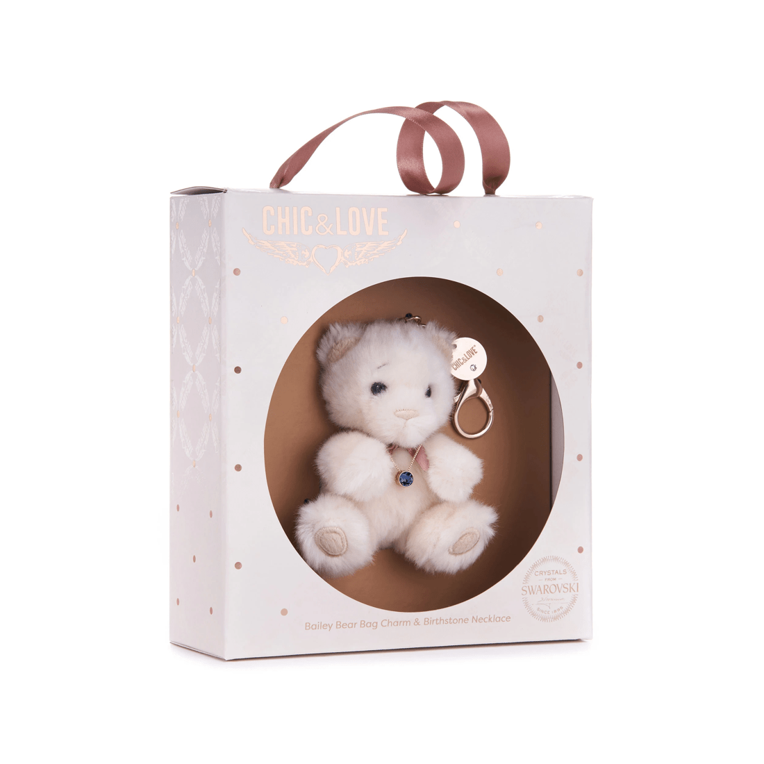 4 Chic & Love - Bailey Bear Bag Charm & Necklace September - Gift Set - White, 4 of 4