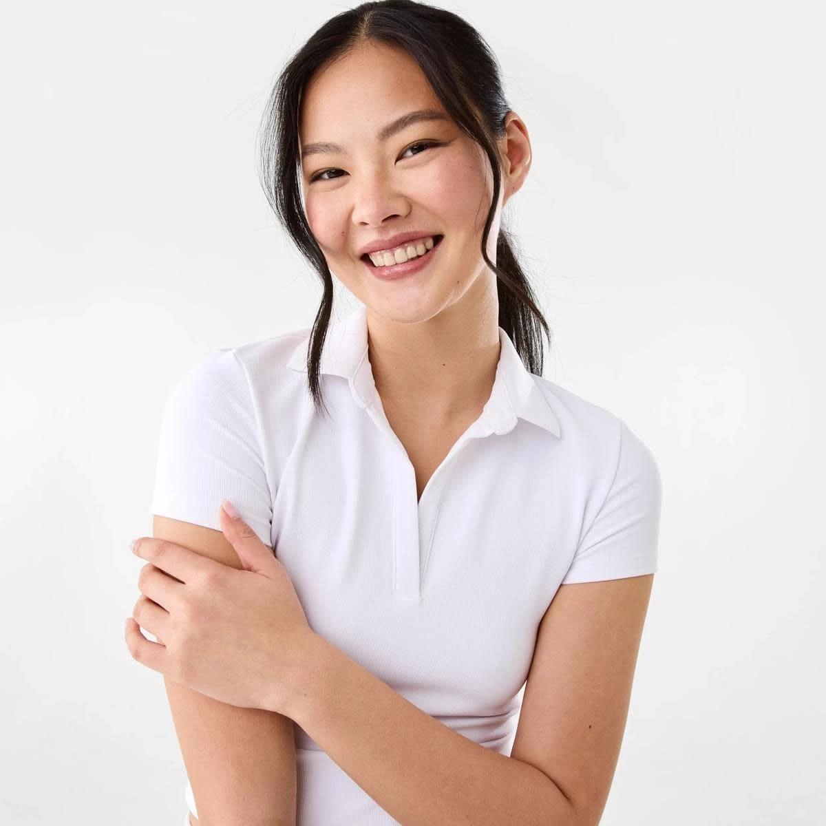 5 Active Womens Collared Baby T-shirt White, 5 of 7