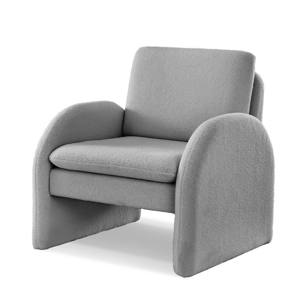 1 Artiss Armchair Accent Chair Lounge Tub Sofa Couch Curved Arm Seat Boucle - Grey, 1 of 6