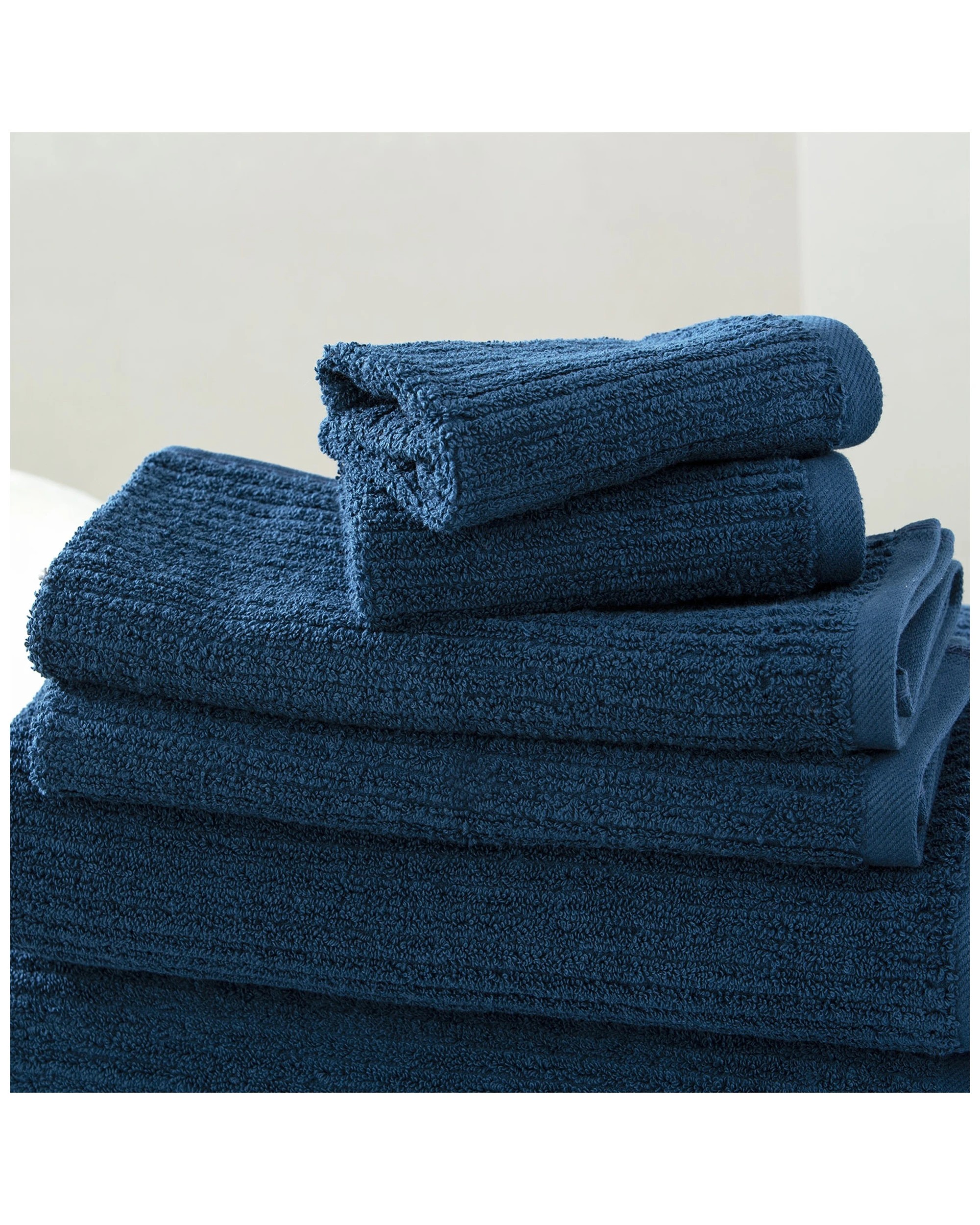 2 Renee Taylor 5pc Cobblestone 650 Gsm Cotton Ribbed Towel Set Ink Bath Hand Face Mat Set
 - Blue, 2 of 3