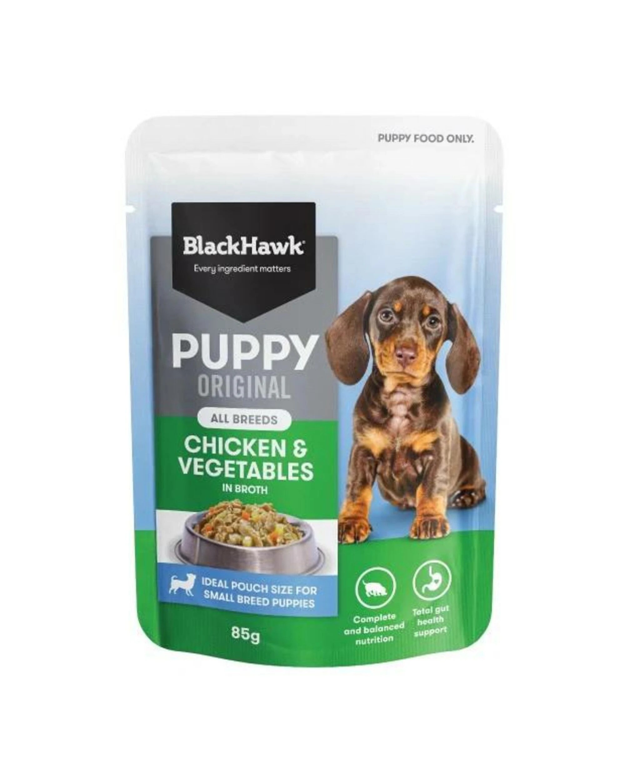 1 Black Hawk Puppy Chicken & Vegetables 85g 12pk, 1 of 2