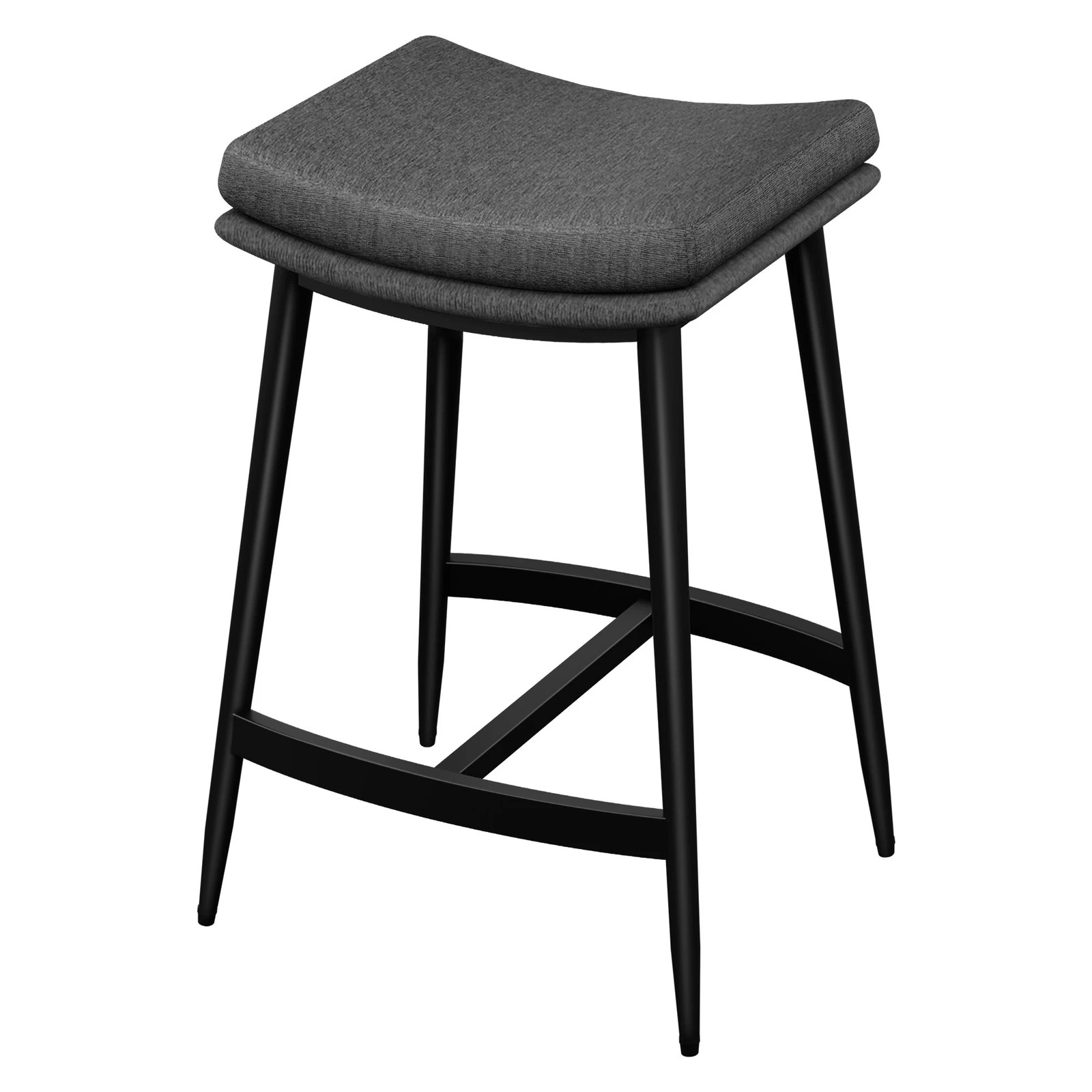 8 Alfordson 2x Bar Stools Saddle Seat Fabric - Dark Grey, 8 of 9