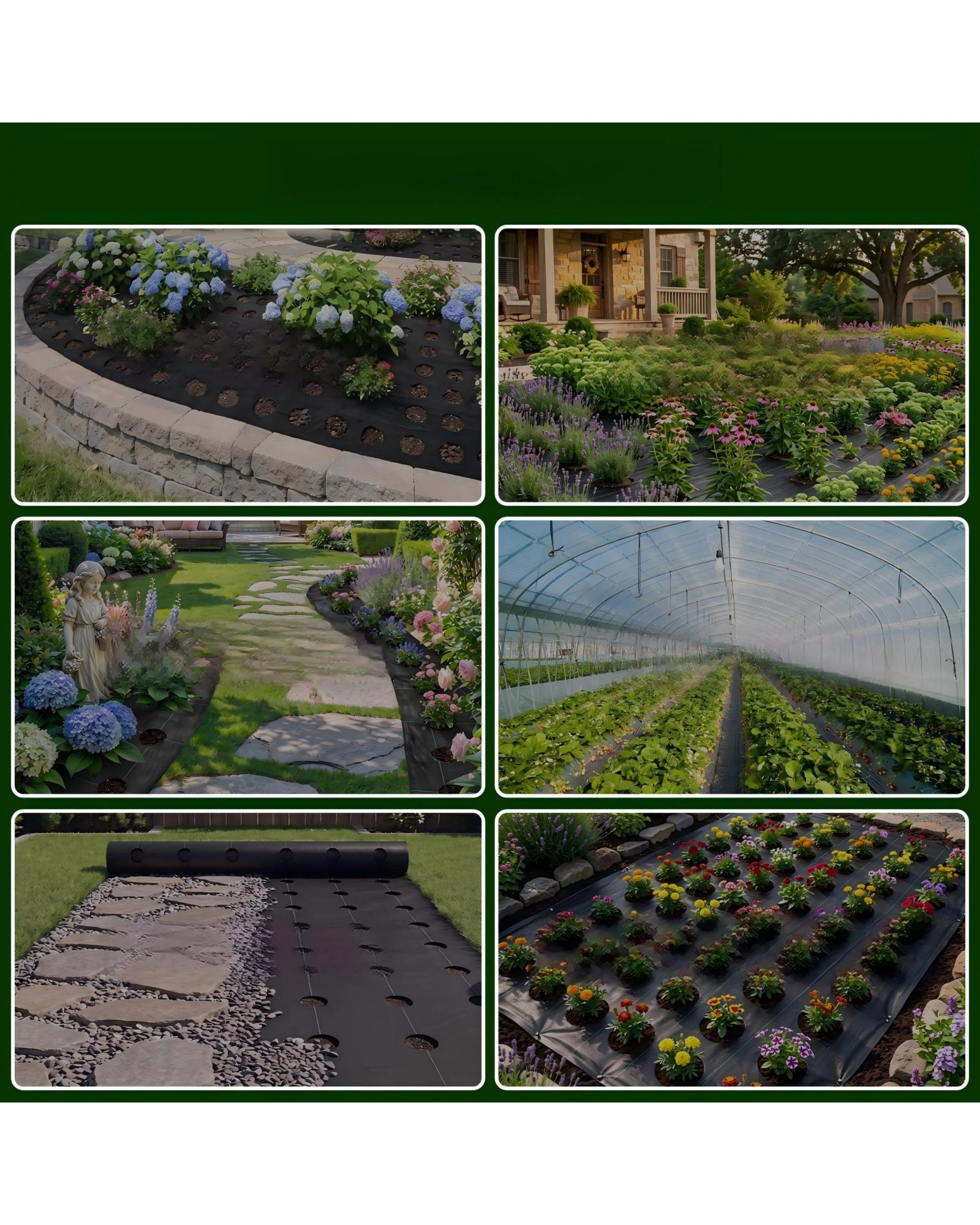 9 Advwin Weed Mat with Holes, 1x100m Weed Control Mat Barrier Matting Ground Cover Membrane with Nails - Black, 9 of 9