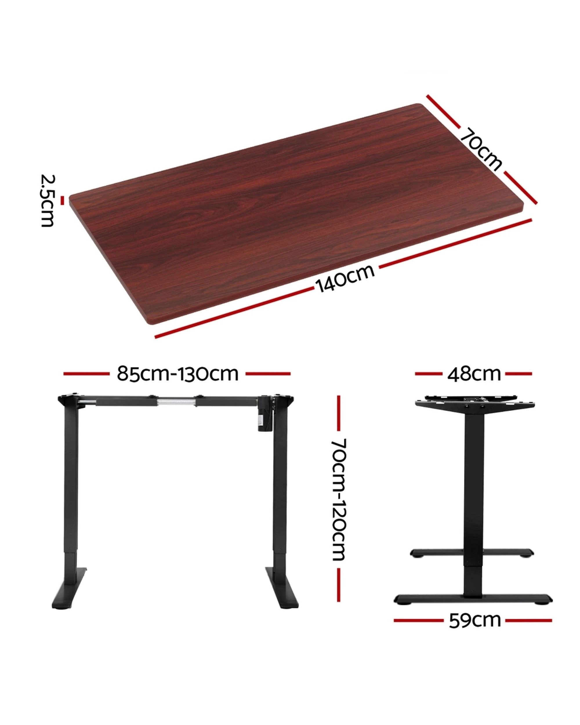 2 Artiss Standing Desk Motorised 140cm
 - Black, 2 of 3