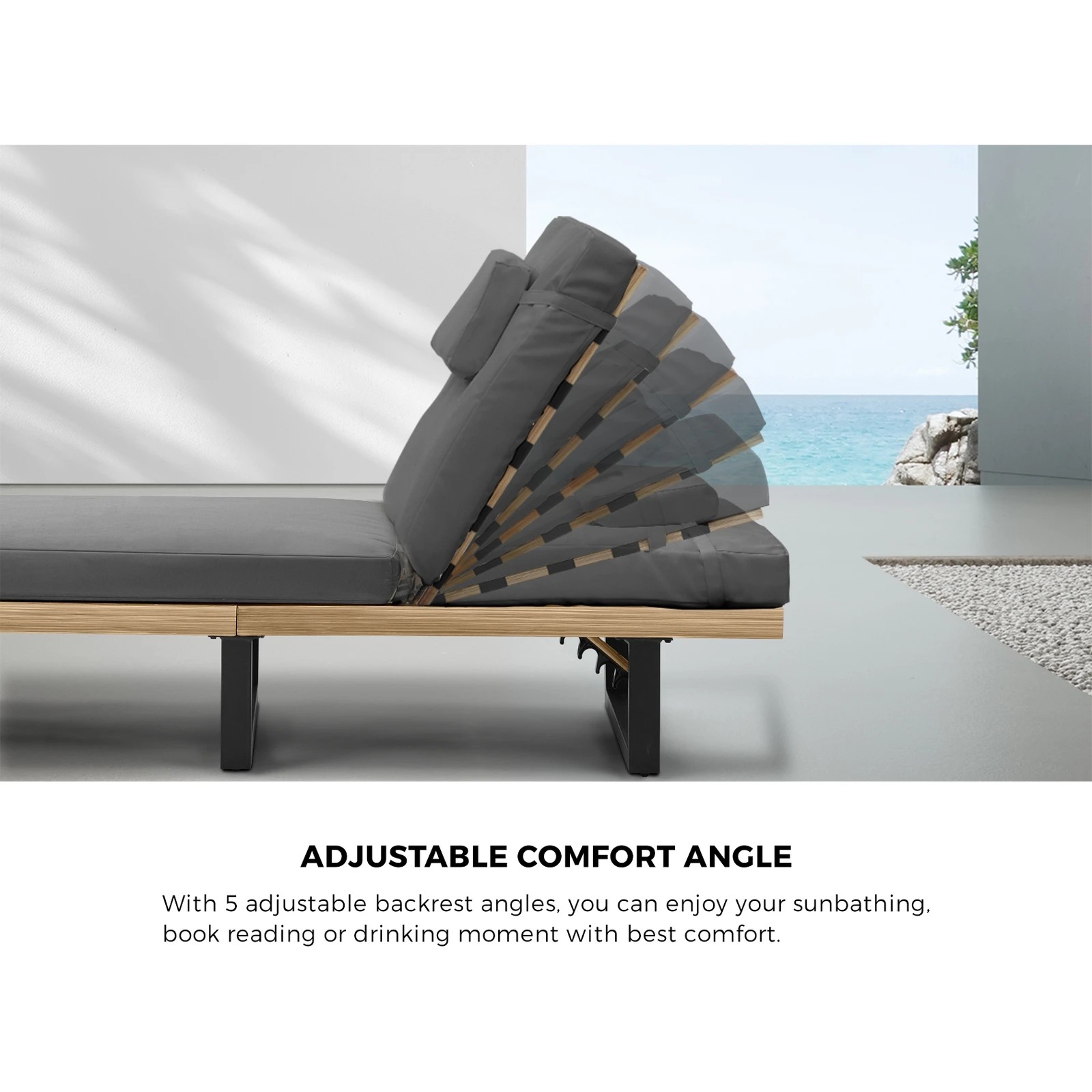 3 Livsip Sun Lounge Outdoor Lounger Day Bed Garden Patio Furniture Setting
 - Grey, 3 of 8