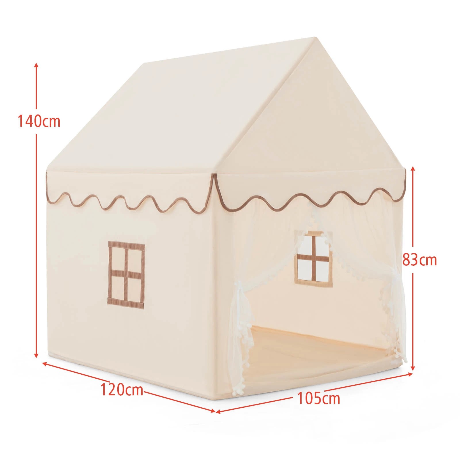 2 Costway Wood Play Tent Playhouse Large Princess Castle - Beige, 2 of 3