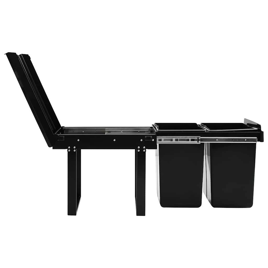 5 Vidaxl Kitchen Cupboard Pull-out Dustbin Soft-close 48 L - Black, 5 of 7