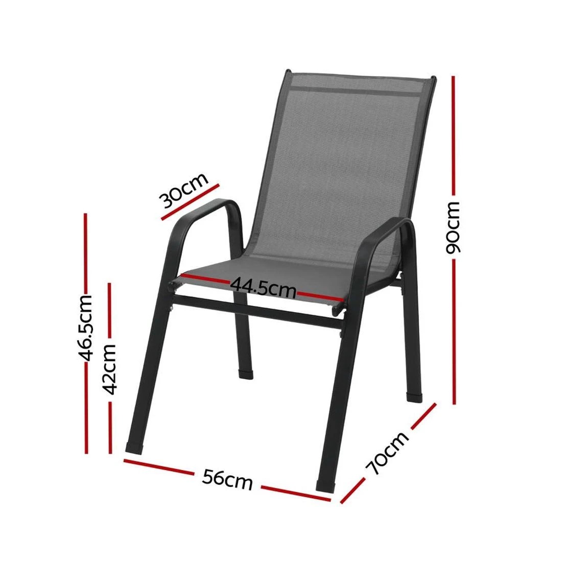 2 Gardeon 6PC Outdoor Dining Chairs
 - grey, 2 of 3