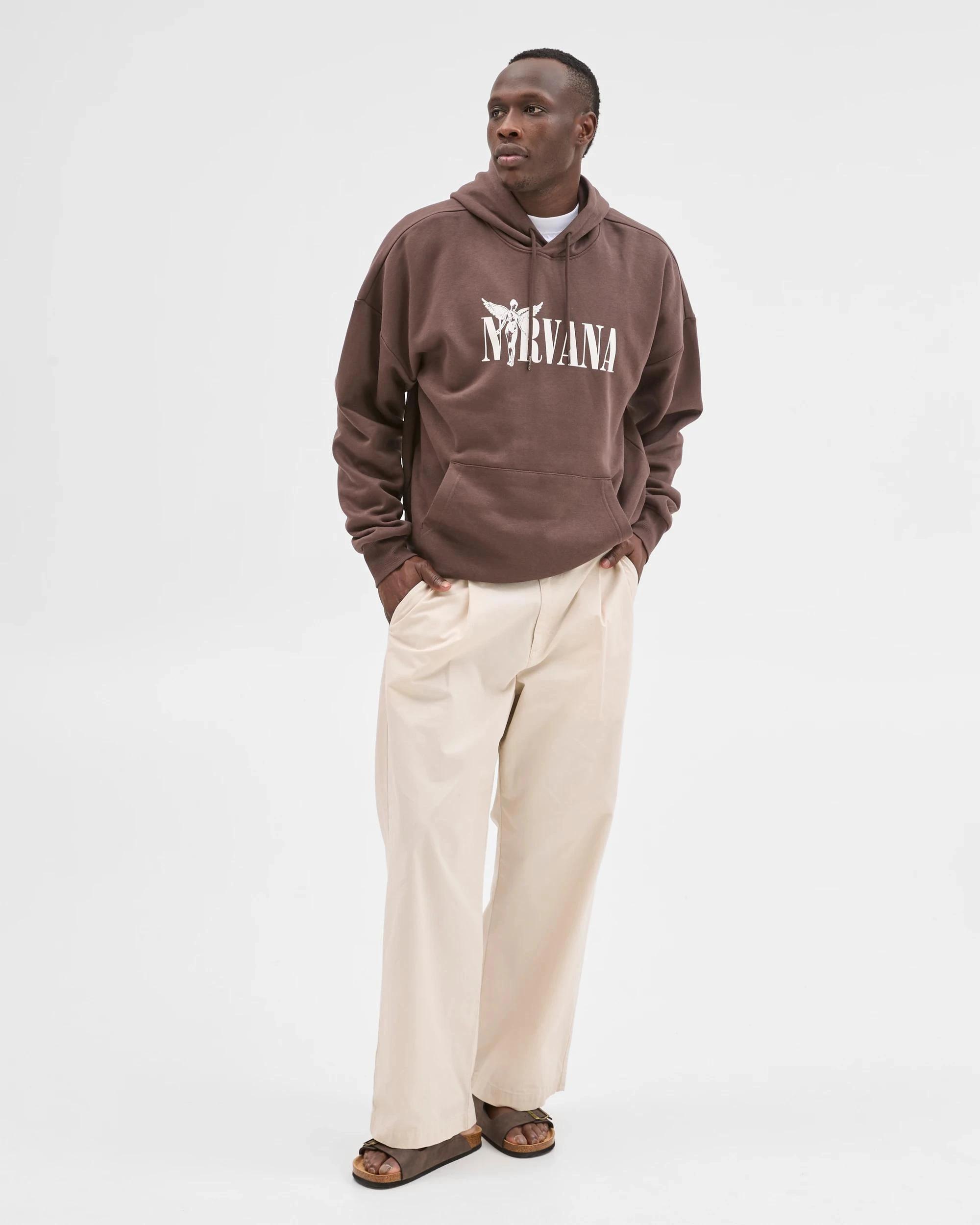 2 Nirvana Logo Australian Cotton Blend Graphic Hoodie CHOCOLATE, 2 of 6