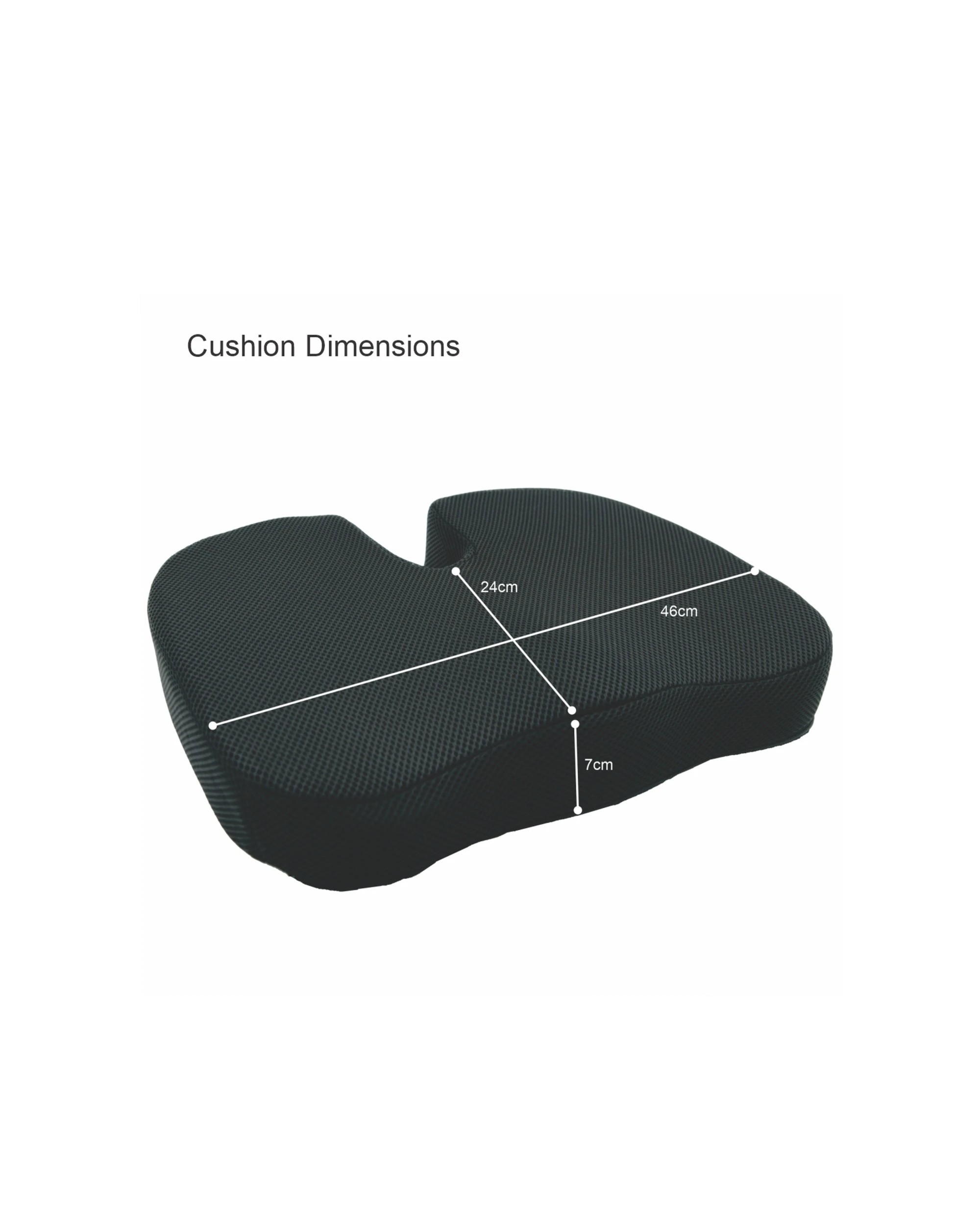 2 Bodyassist Coccyx Comfort Seat Cushion Memory Foam With Large Hot Cold Gel Pack - Black, 2 of 5
