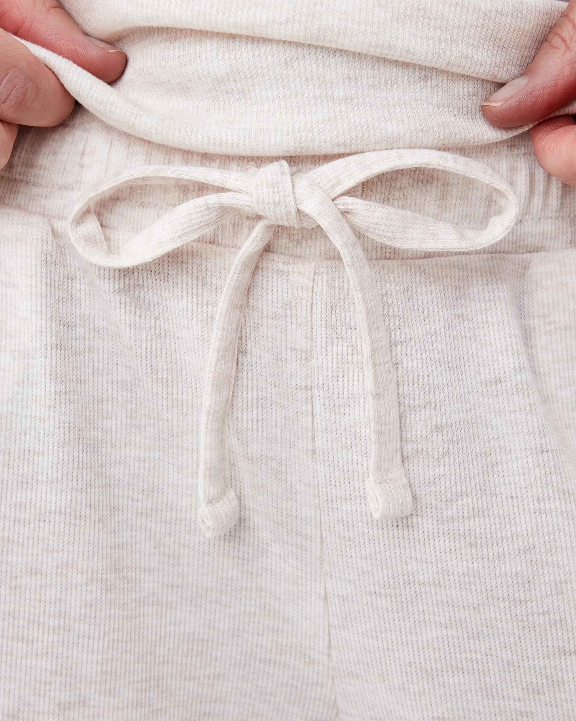 4 Rib Wide Leg Comfort Pants Marled Oat, 4 of 6