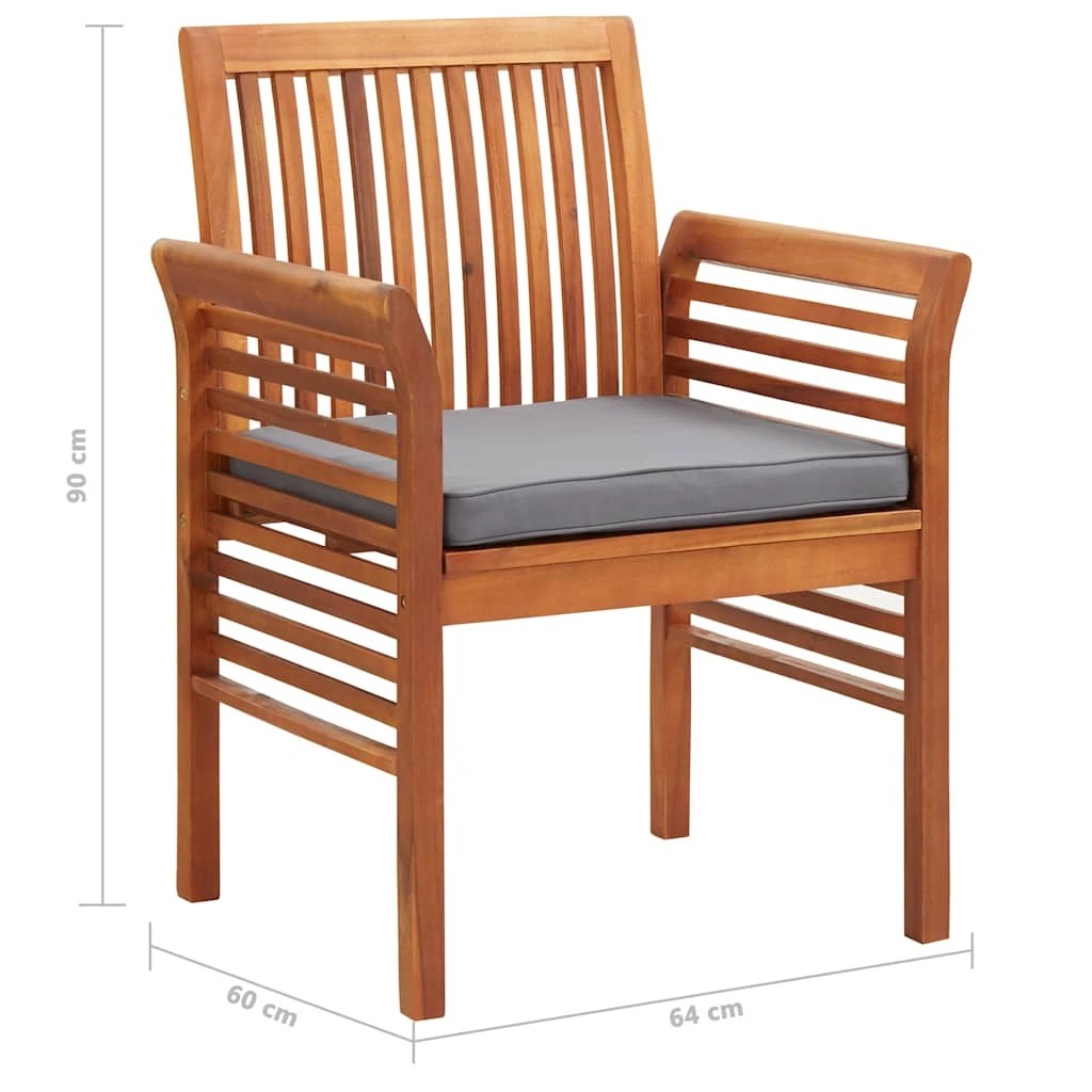 8 Vidaxl 9 Piece Outdoor Dining Set With Cushions Solid Wood Acacia - Brown, 8 of 8
