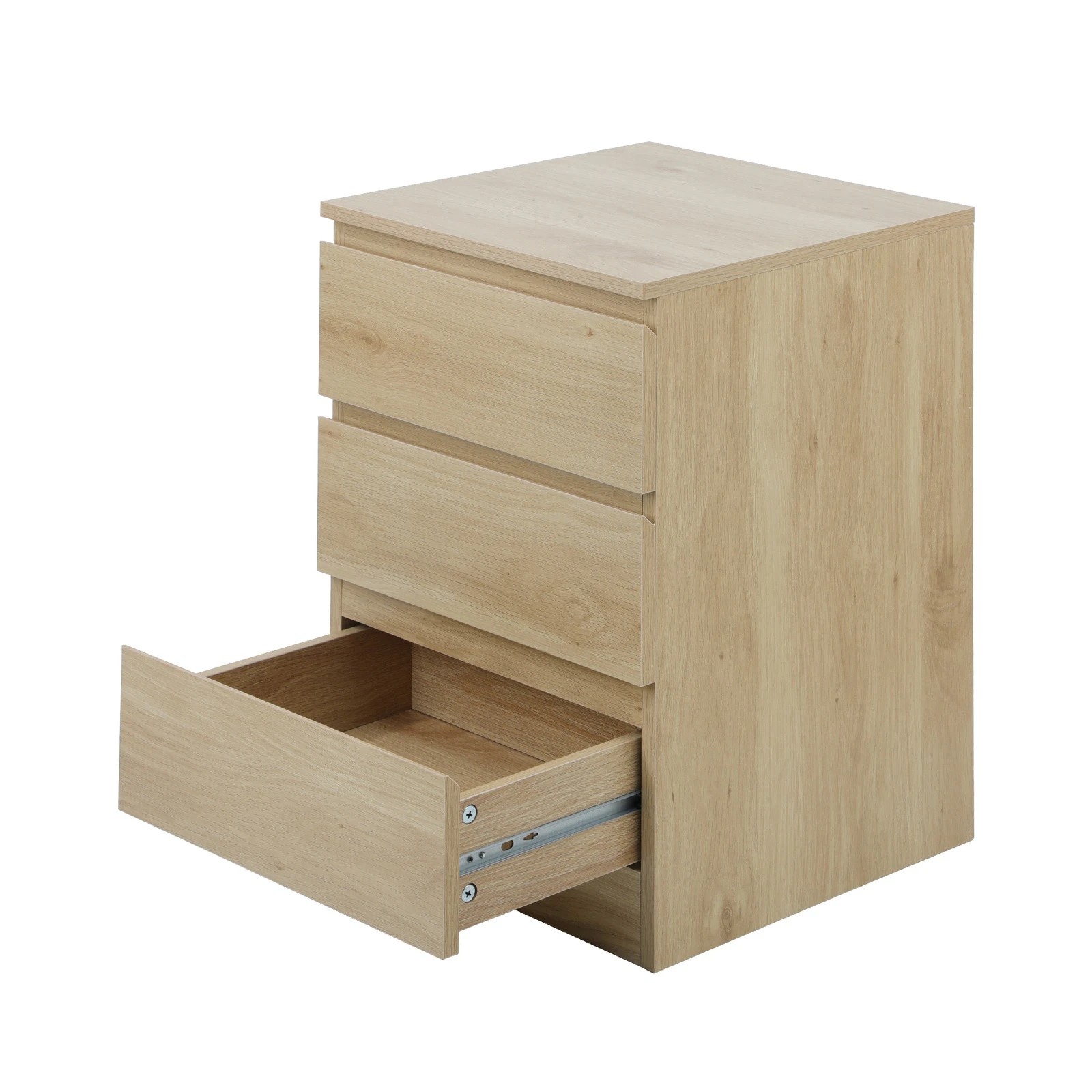 8 Oikiture Bedside Table 3 Drawers Side Tables Storage Cabinet Nightstand
 - Natural, 8 of 10