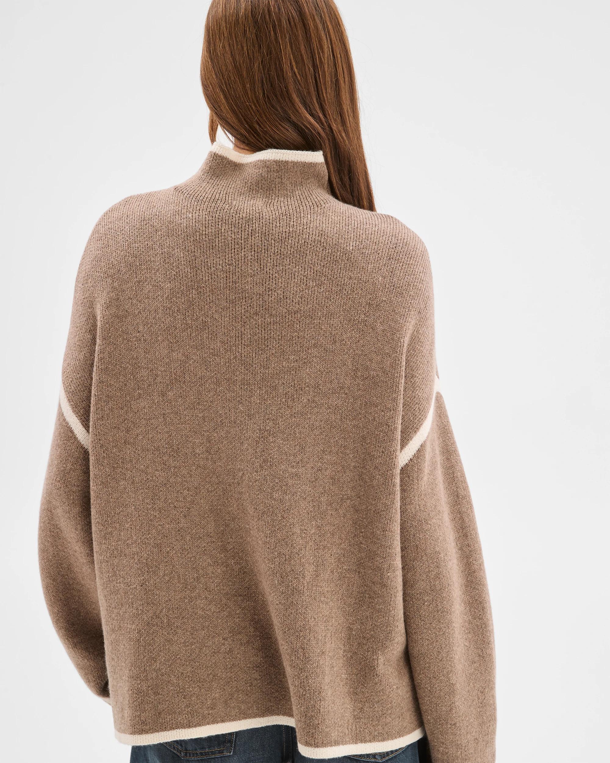 2 Lily Loves High Neck Contrast Jumper CACAO MARLE, 2 of 5