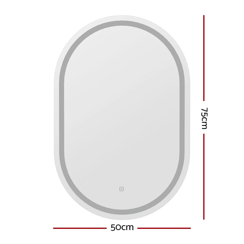 2 Embellir 2 LED Wall Mirror With Light 50X75CM Bathroom Decor Oval Mirrors Vanity - Clear, 2 of 5