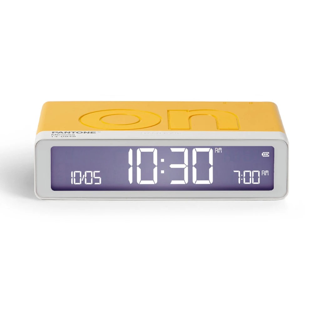 1 Lexon Flip Classic Reversible Alarm Clock PANTONE - Yellow - Yellow, 1 of 5