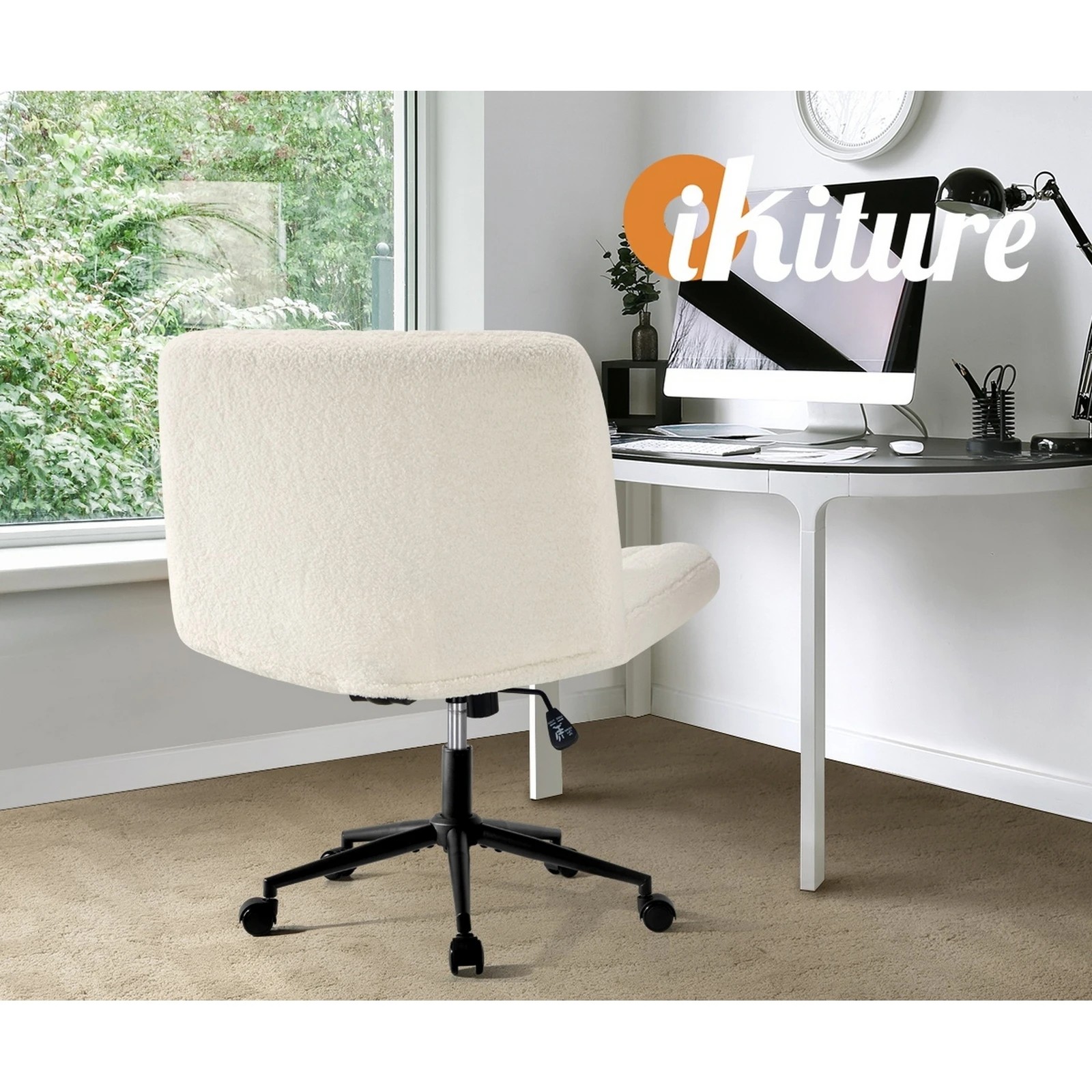 7 Oikiture Armless Office Desk Chair Sherpa
 - White, 7 of 10