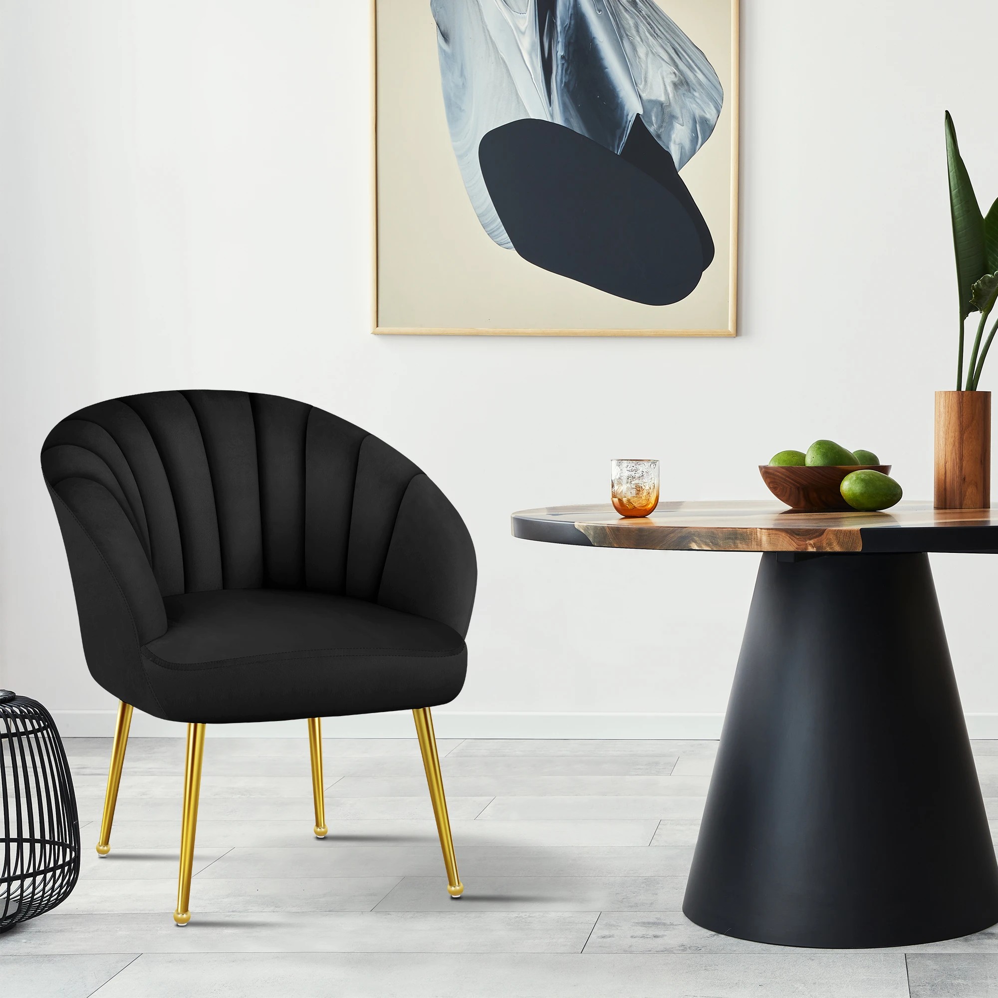 3 Alfordson Armchair Lounge Chair Accent Arm Chairs Velvet Sofa Couch Seat - Black, 3 of 9