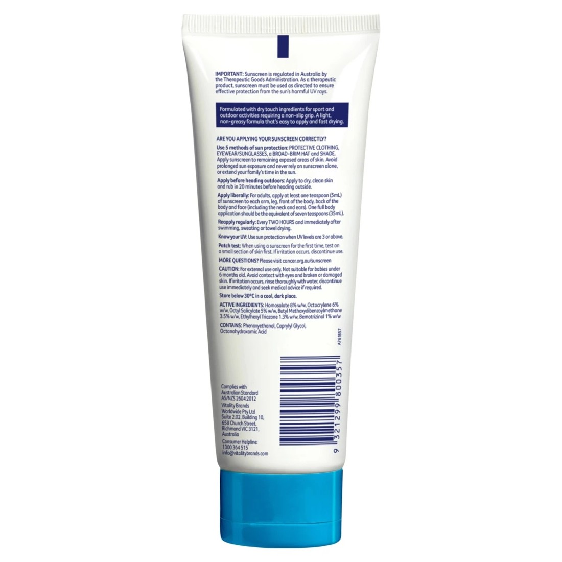 2 Cancer Council SPF 50+ Sport Dry Touch & Sweat Resistant Sunscreen Lotion 110ml - Aloe Vera and Vitamin E, 2 of 2