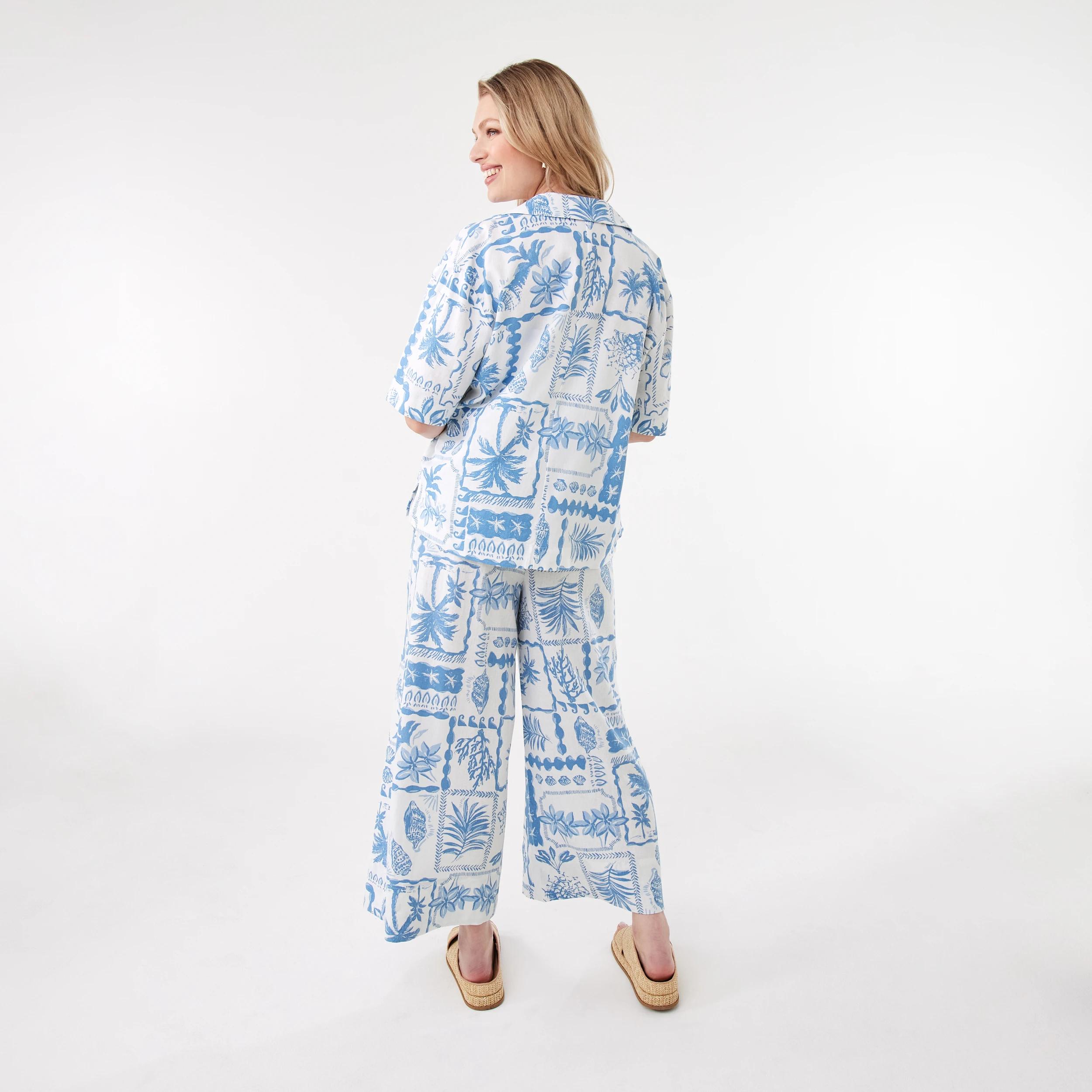 4 Printed Linen Blend Pants Pcard Blue, 4 of 6